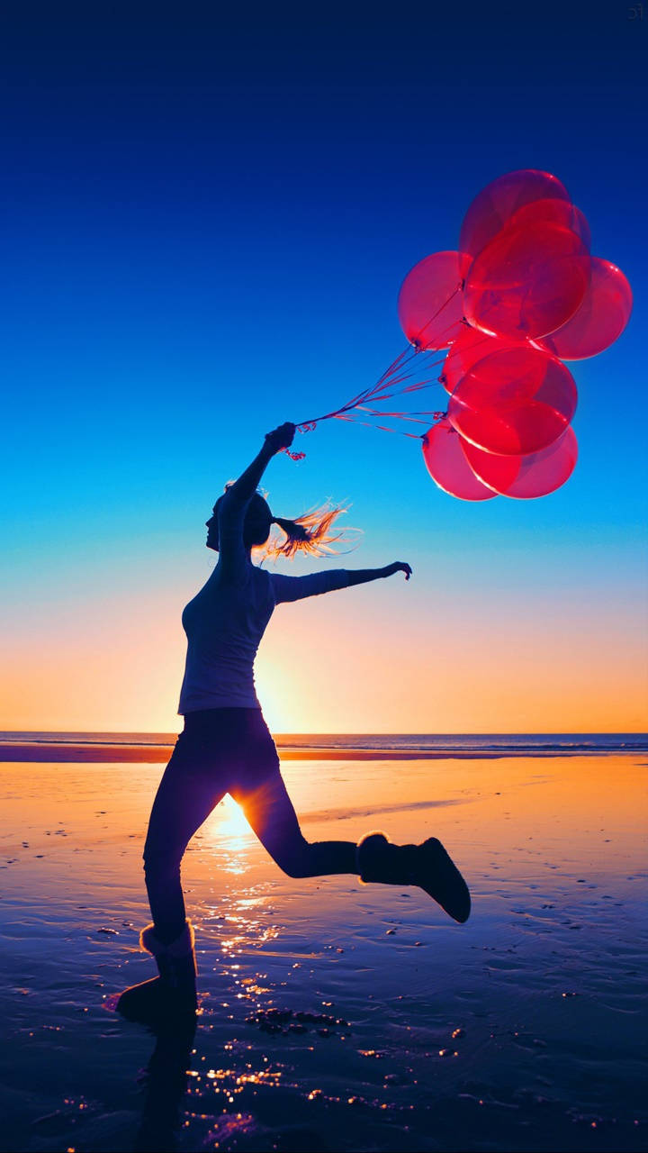 Realme 7 Pro, woman, balloons, HD Phone Wallpaper