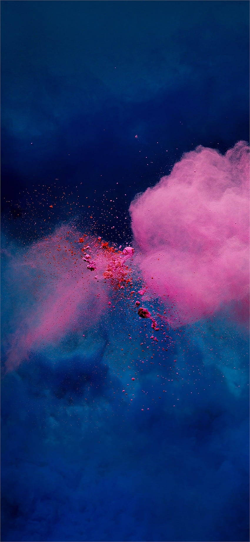 Realme 7, vibrant pink powder, deep blue cosmic backdrop, HD Phone Wallpaper
