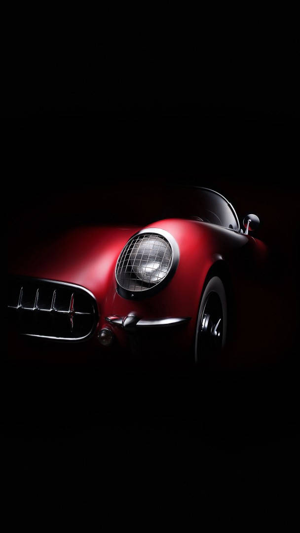 Realme 7, red, vintage sports car, SD Phone Wallpaper