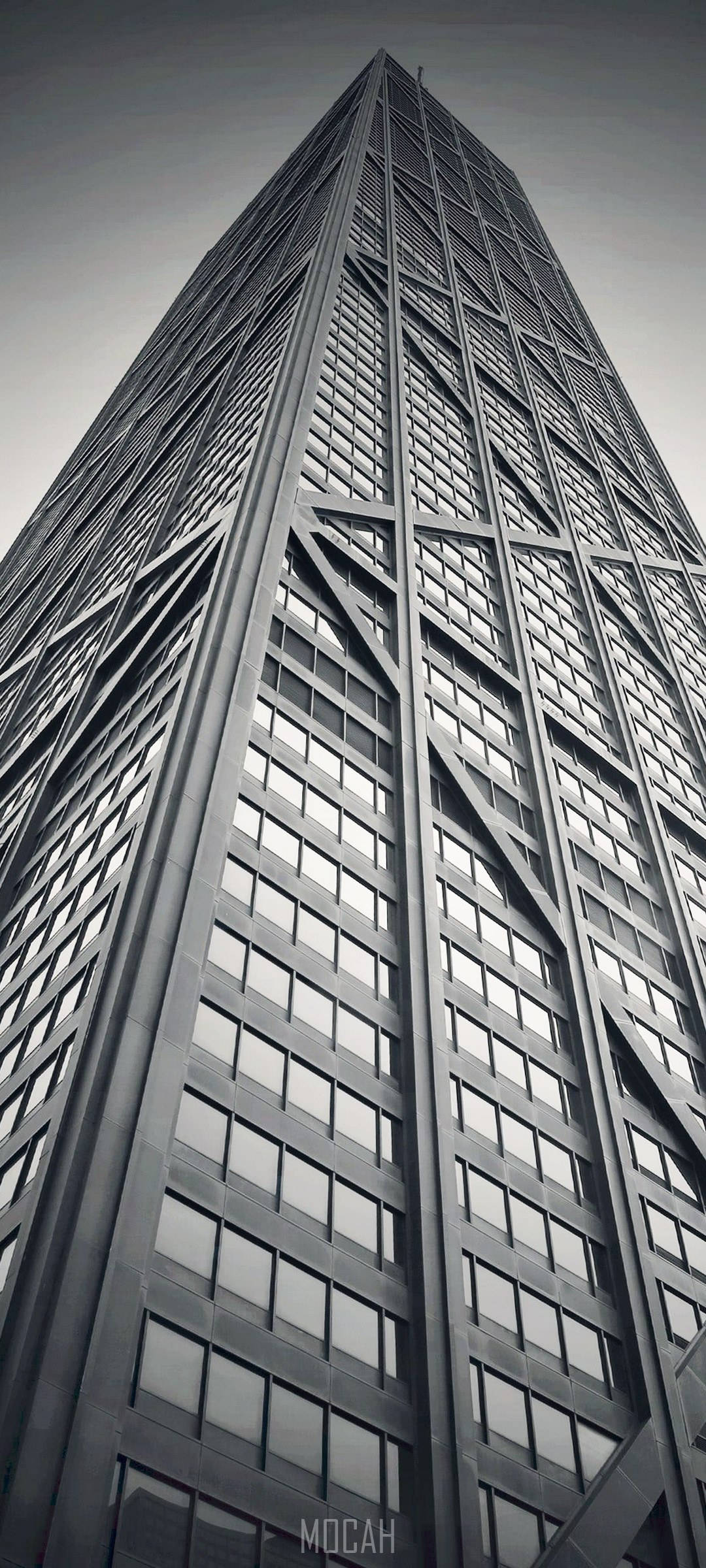 Realme 7, black and white building, towering skyscraper, Full HD Phone Wallpaper