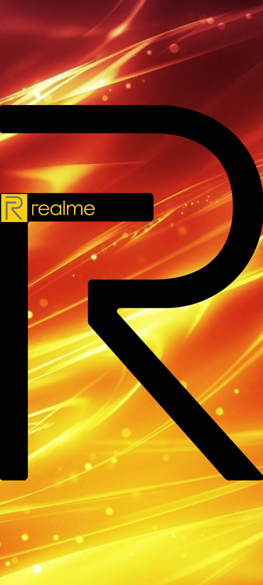 Realme Logo, fiery orange, black, Full HD Phone Wallpaper