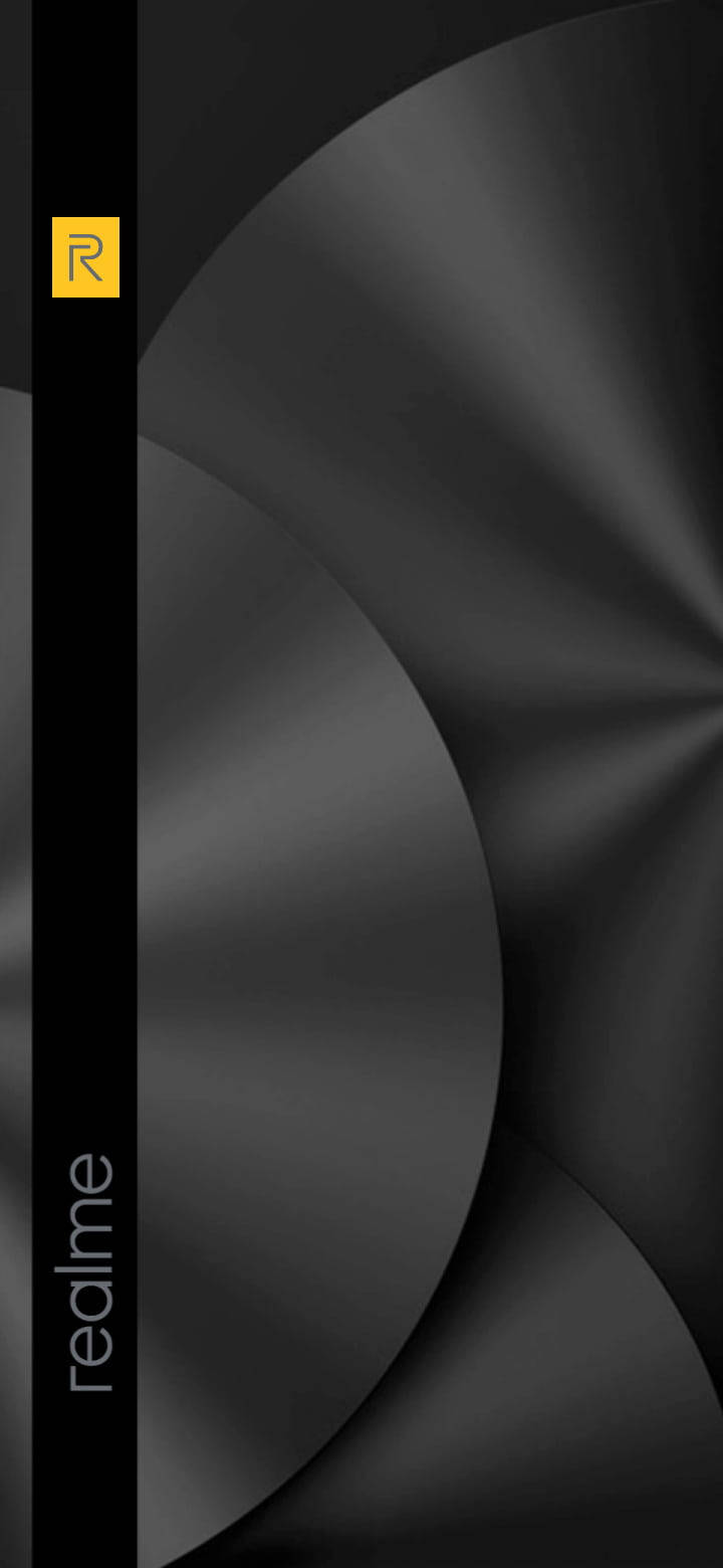 Realme logo, shiny black, yellow logo, HD Phone Wallpaper