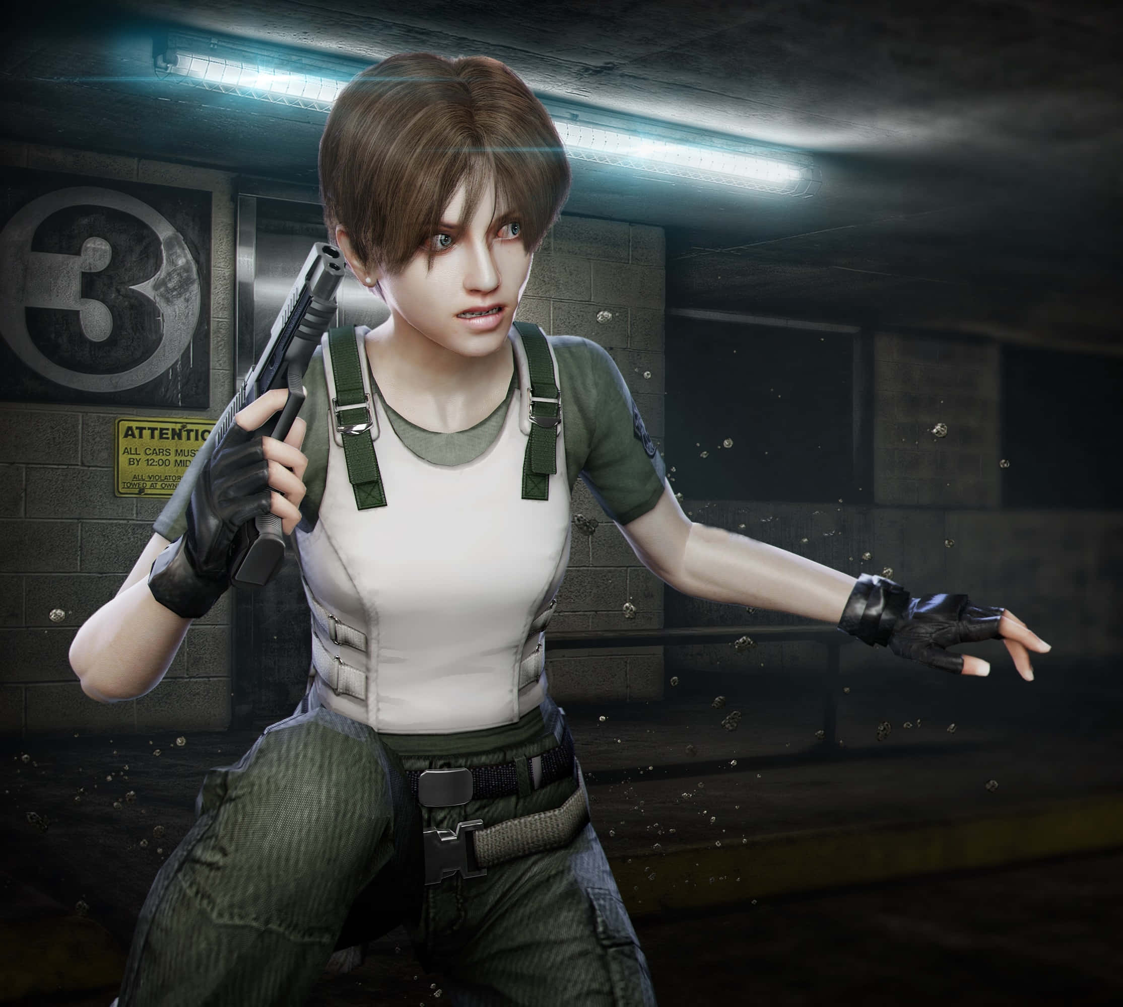 Rebecca Chambers, tactical gear, pistol, Full HD Desktop Wallpaper