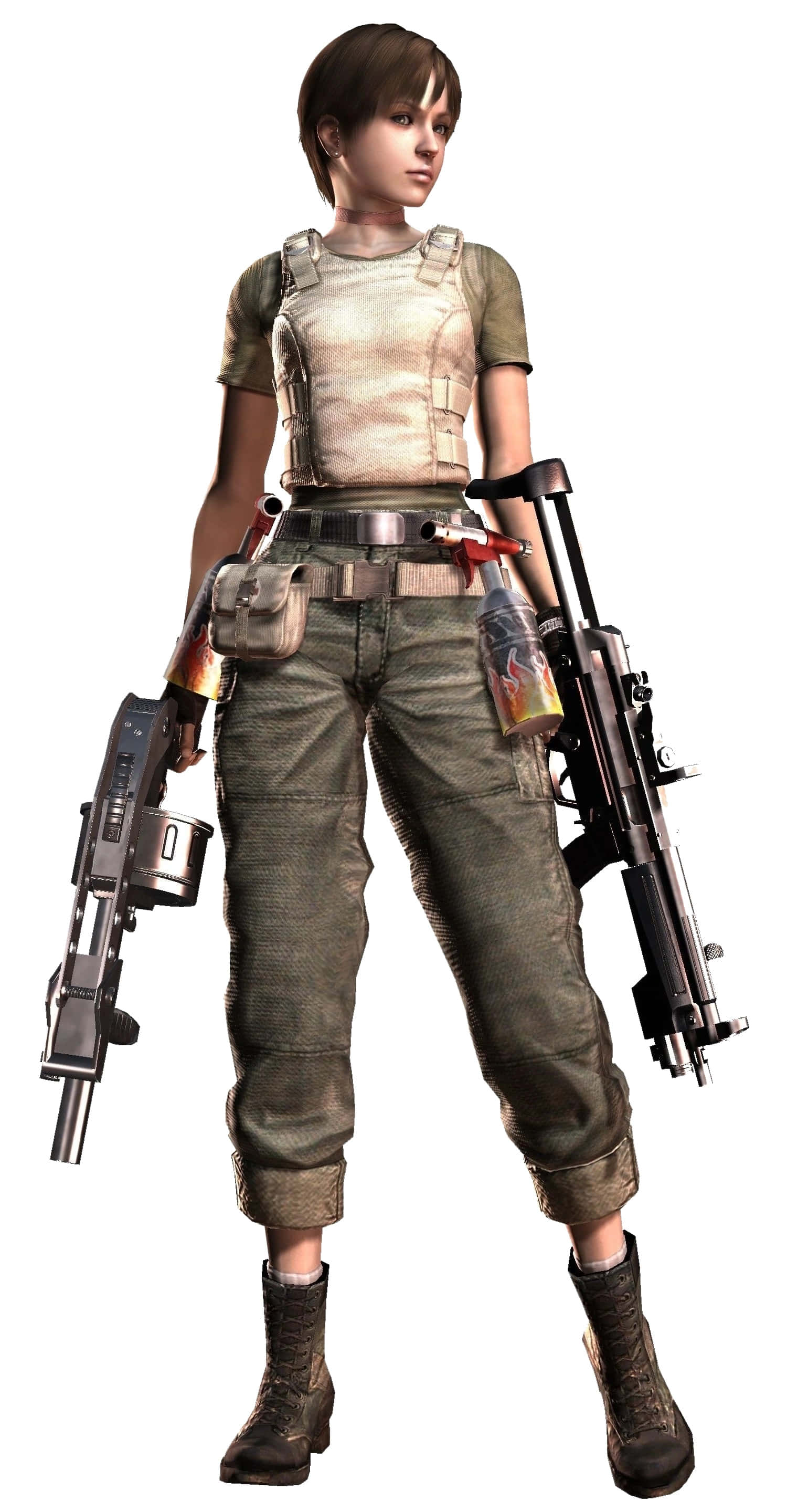Rebecca Chambers, tactical gear, two firearms, 2K Phone Wallpaper