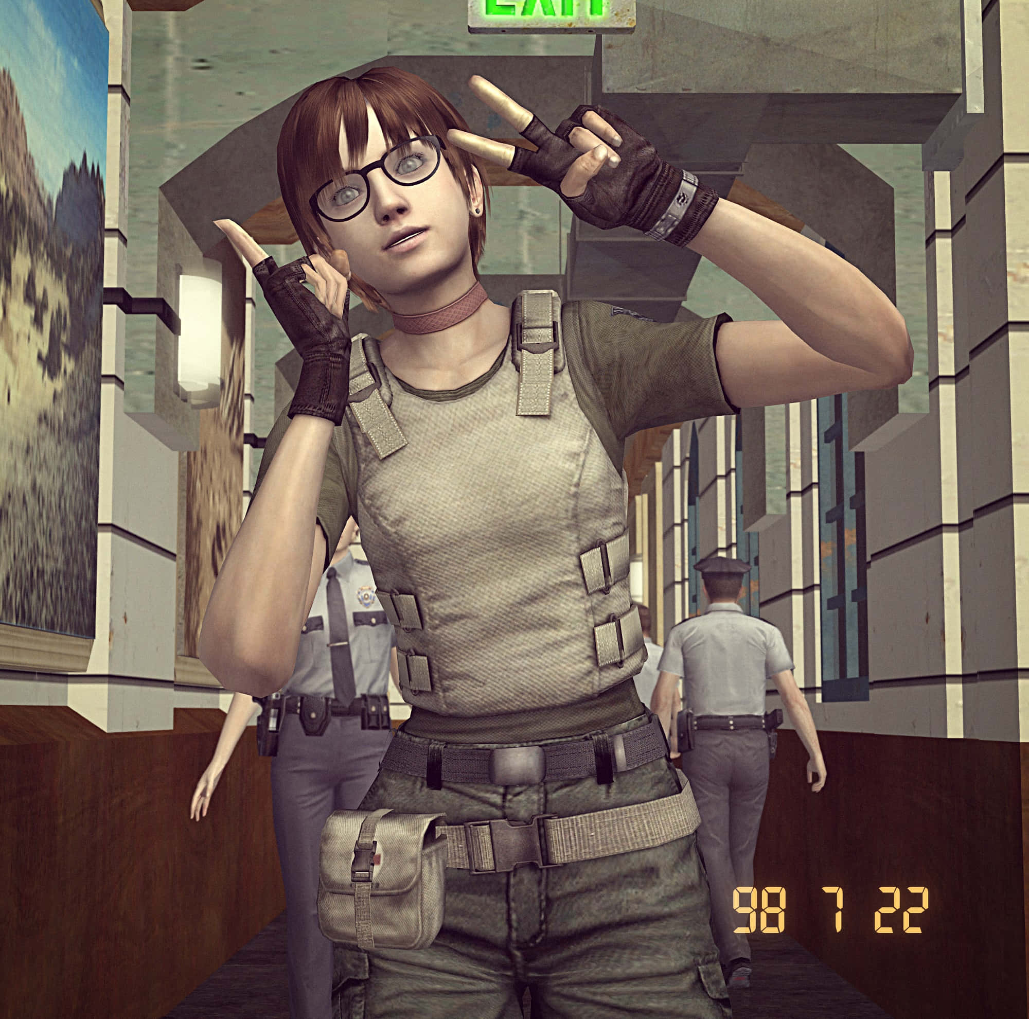 Rebecca Chambers, tactical gear, dimly lit corridor, Full HD Desktop Wallpaper