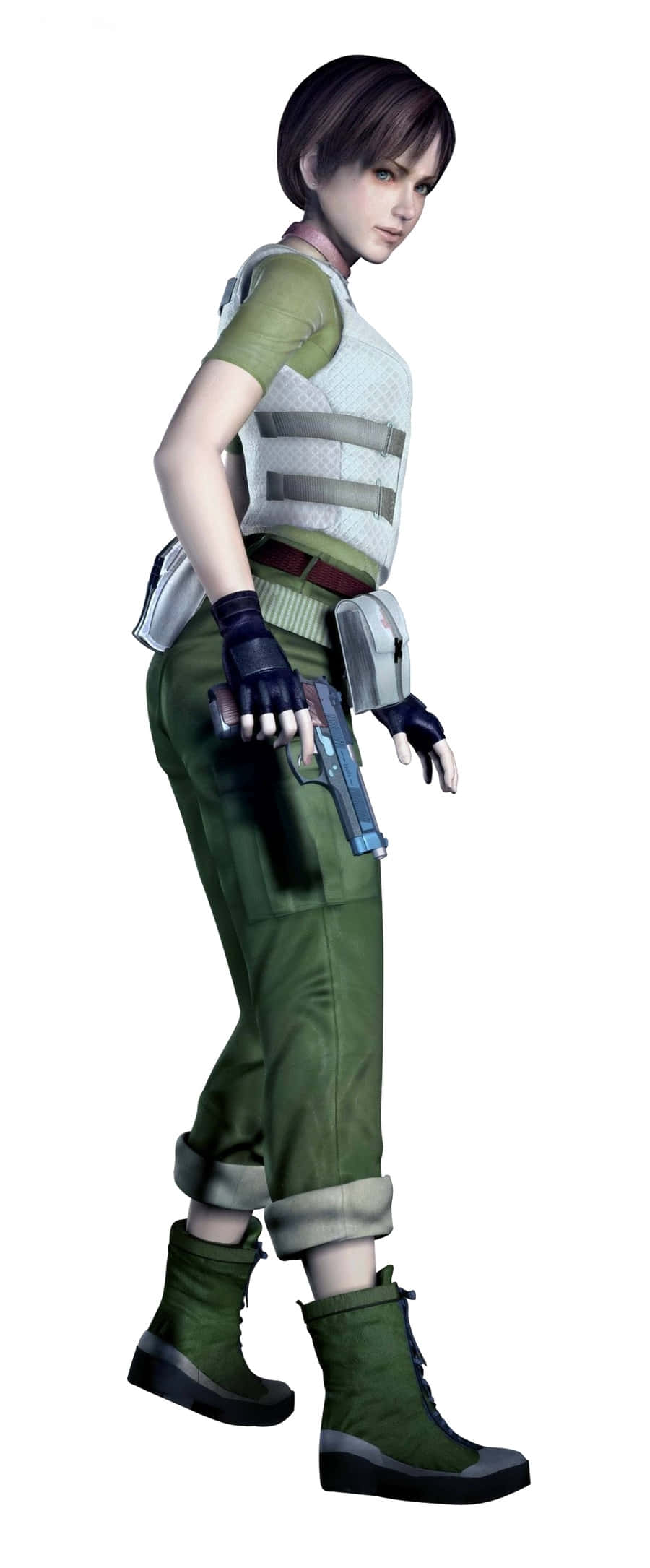Rebecca Chambers, green tactical gear, pistol, Full HD Phone Wallpaper