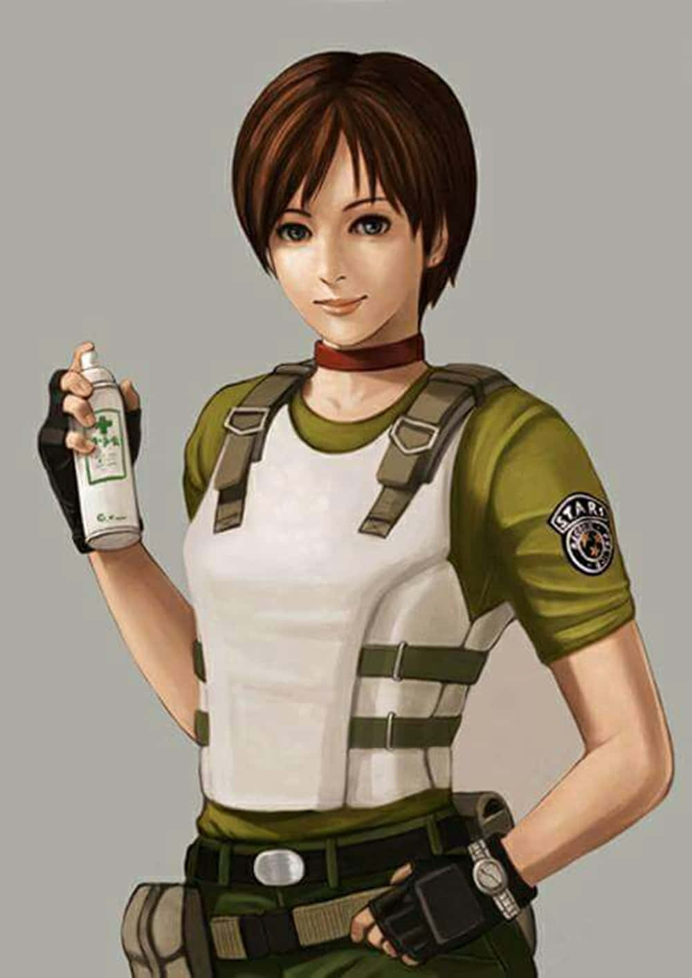 Rebecca Chambers, green tactical gear, medical spray can, HD Phone Wallpaper