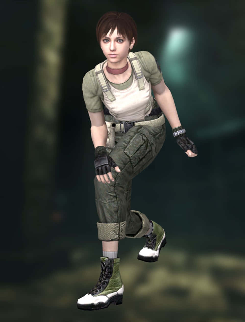 Rebecca Chambers, green tactical gear, dim forest, HD Phone Wallpaper