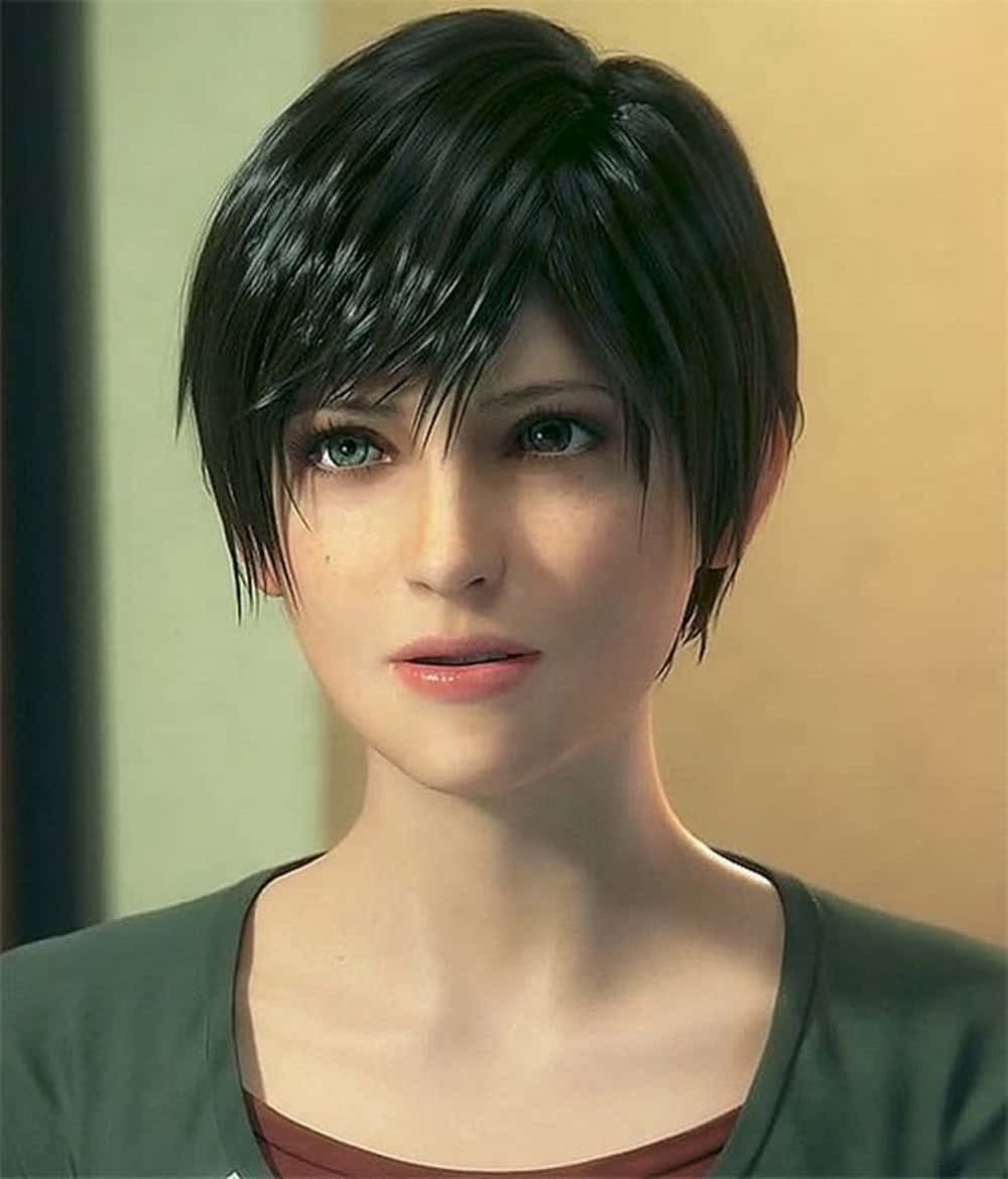 Rebecca Chambers, short black hair, blue eyes, SD Phone Wallpaper