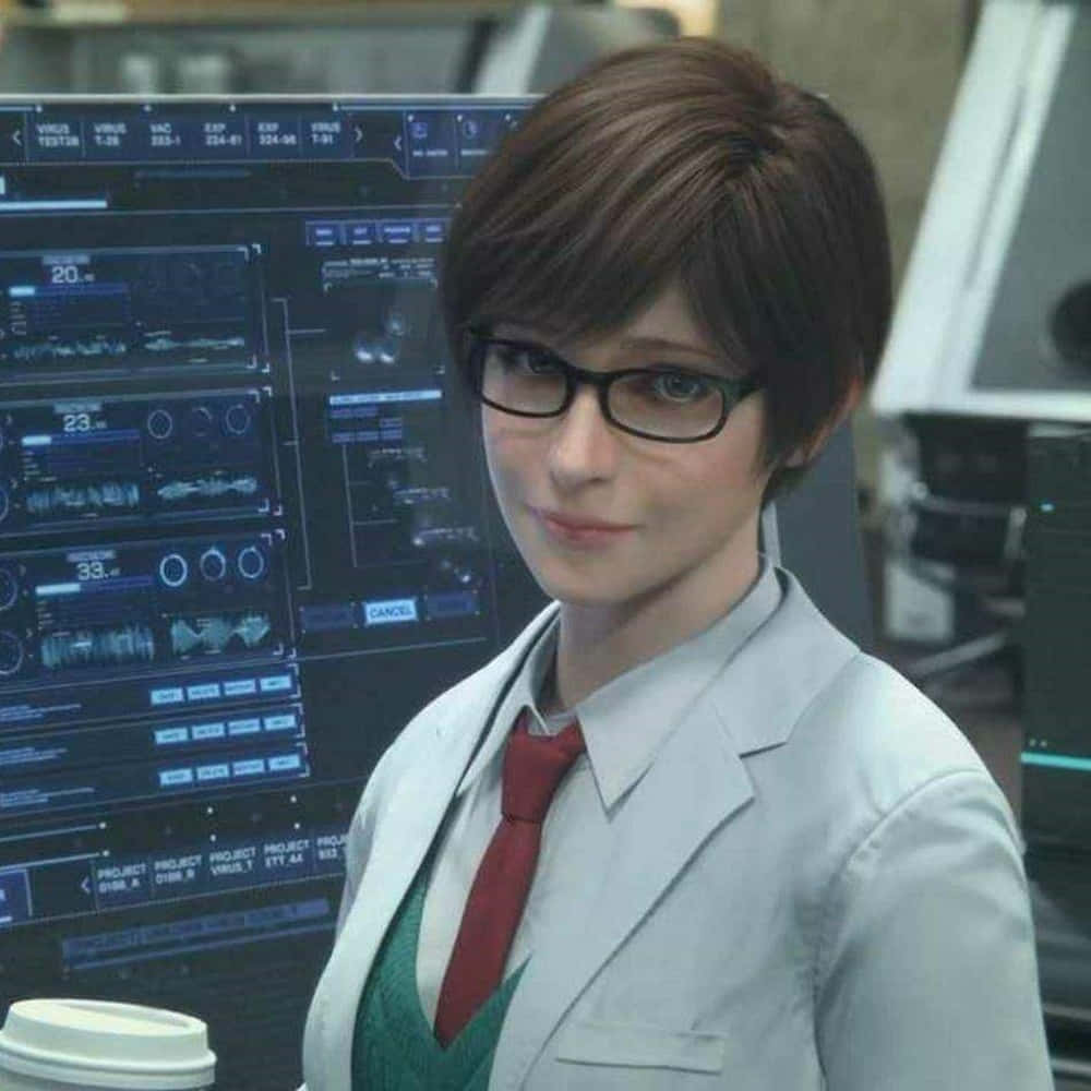 Rebecca Chambers, lab coat, glasses, SD Desktop Wallpaper