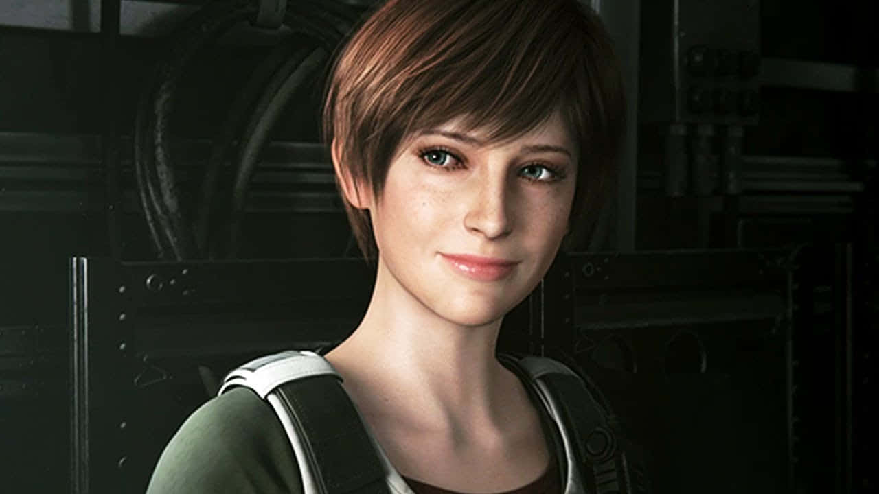 Rebecca Chambers, short brown hair, dimly lit industrial setting, HD Desktop Wallpaper