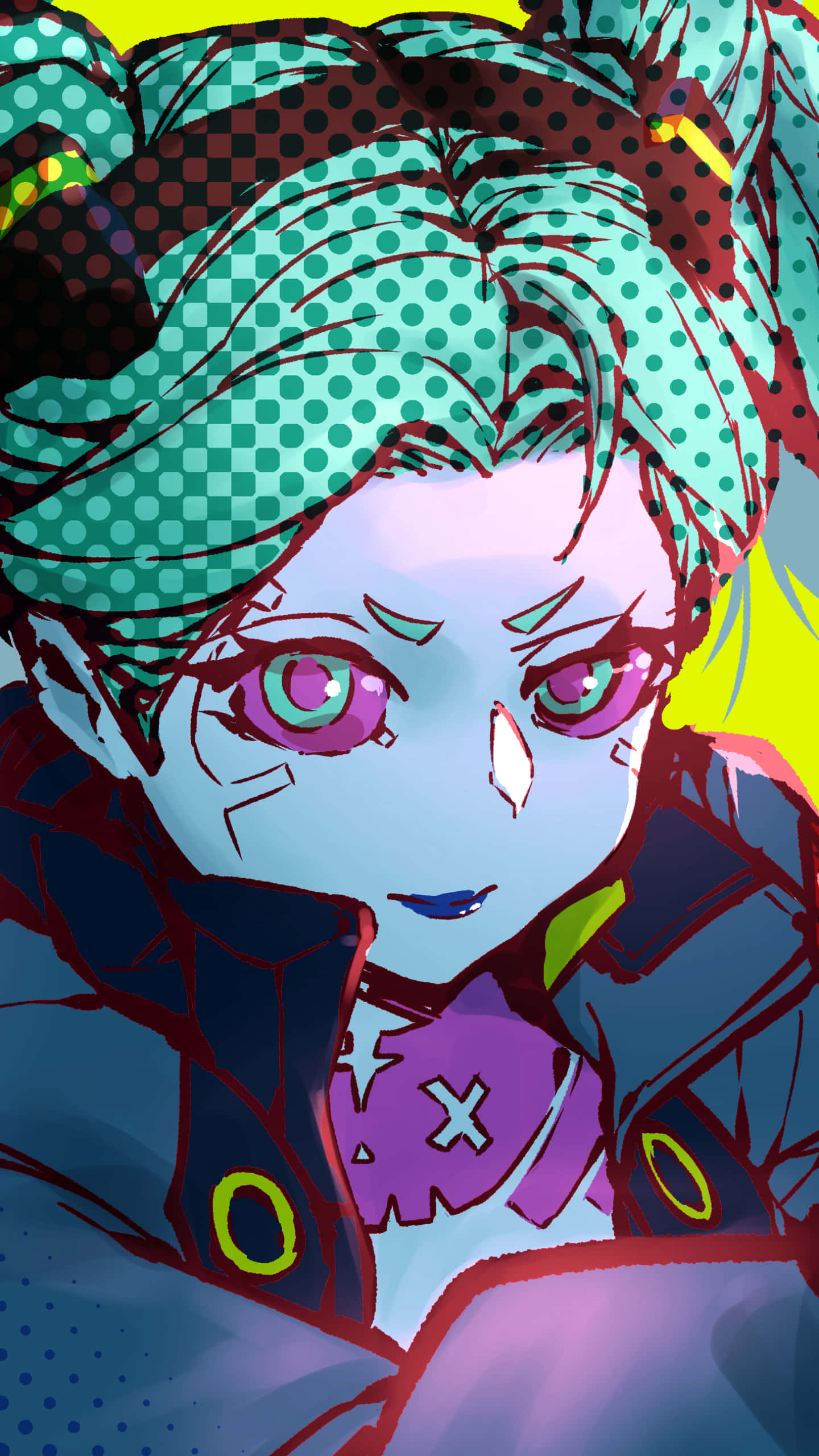 Rebecca, cyberpunk portrait, teal hair, 2K Phone Wallpaper