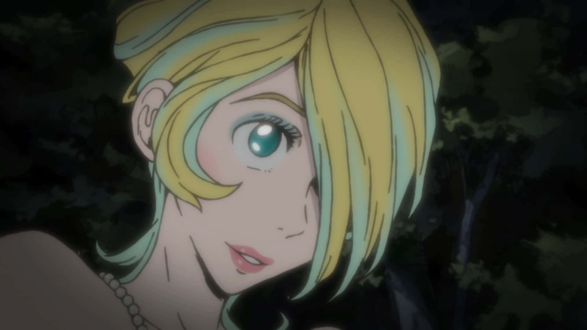 Rebecca Rossellini, blonde anime girl, teal highlights, Full HD Desktop Wallpaper