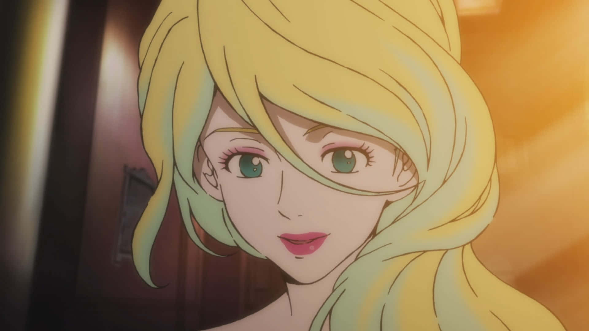 Rebecca Rossellini, blonde anime woman, green eyes, Full HD Desktop Wallpaper