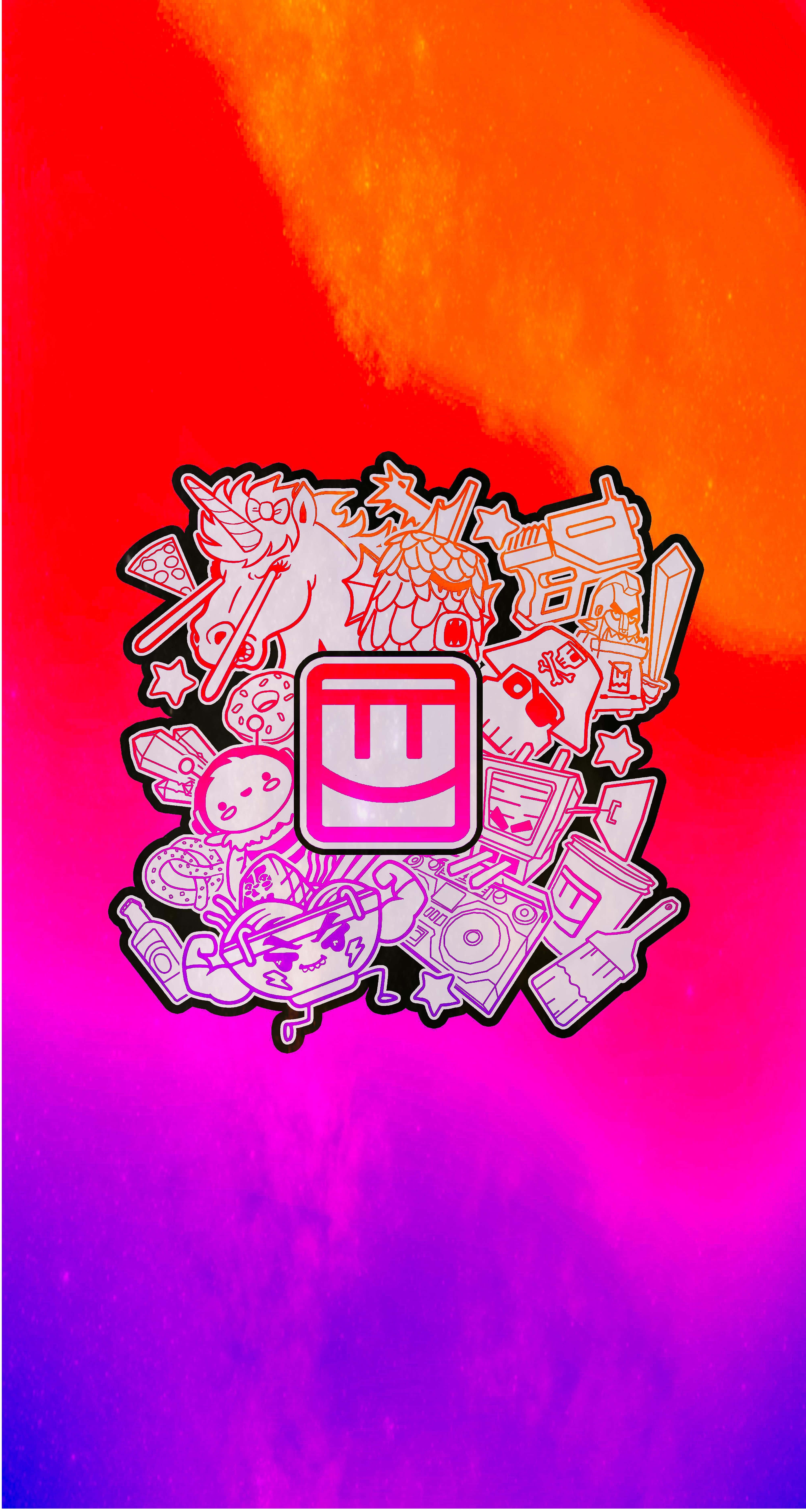 Rec Room, vibrant gradient background, red orange and purple, 5K Phone Wallpaper