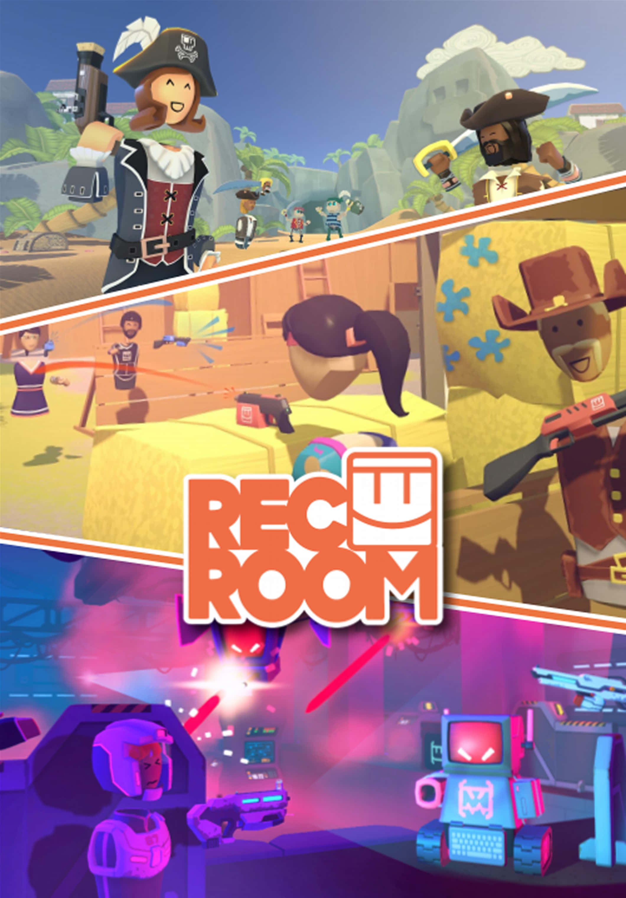 Rec Room, blocky pirate, robot, 2K Phone Wallpaper