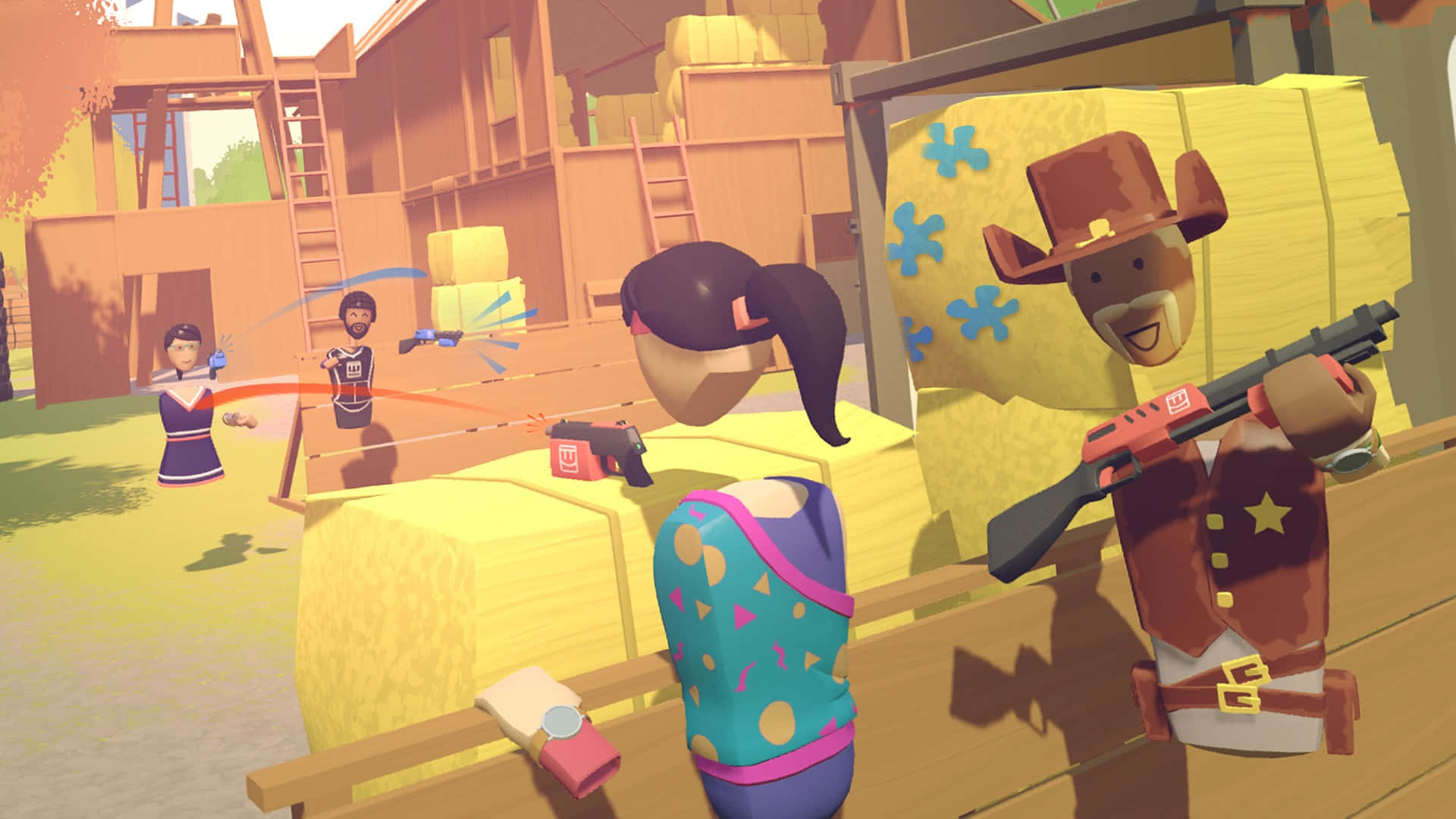 Rec Room, stylized cartoon characters, barnyard setting, Full HD Desktop Wallpaper