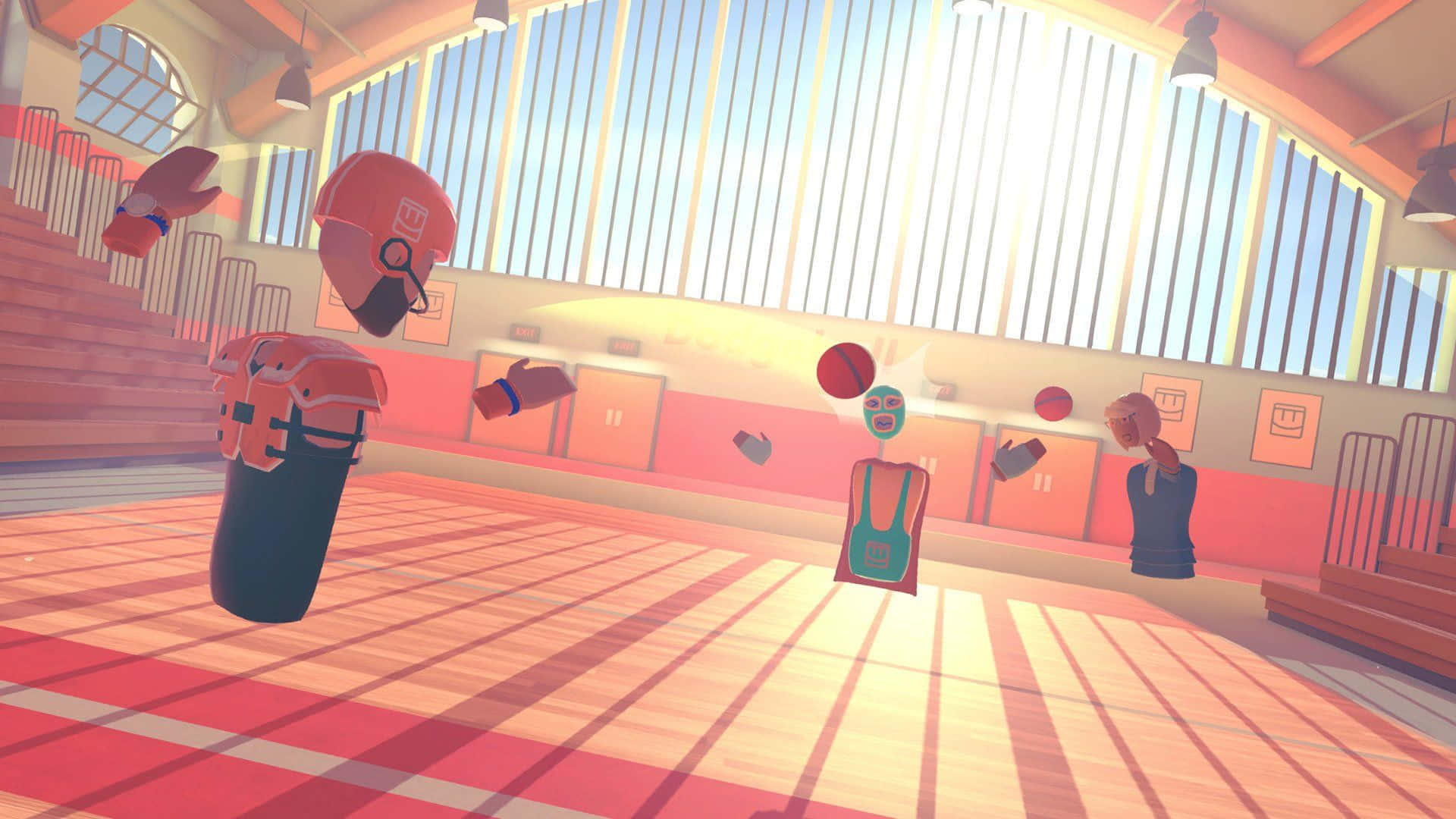 Rec Room, virtual gymnasium, floating boxing gear, Full HD Desktop Wallpaper