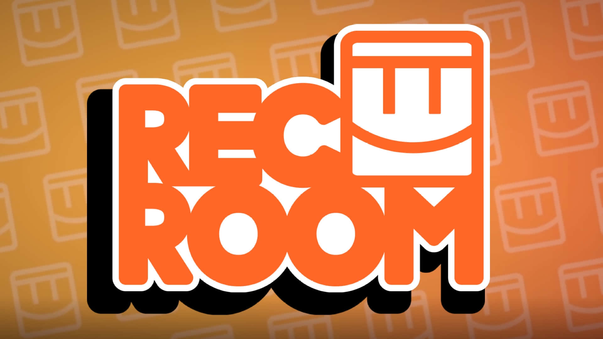 Rec Room, orange background, white outline, Full HD Desktop Wallpaper