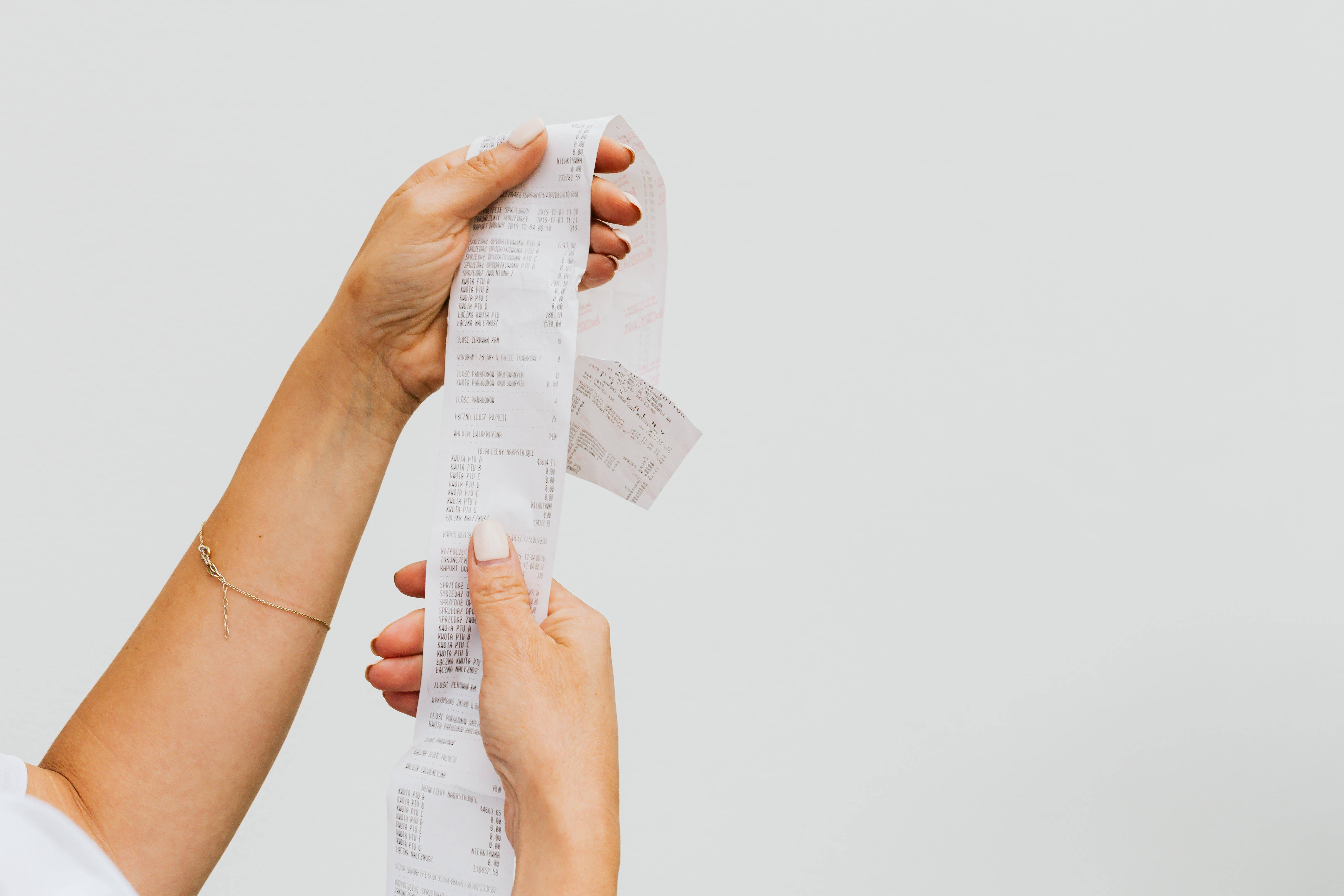 long receipt, printed receipt, light gray background, 5K Desktop Wallpaper