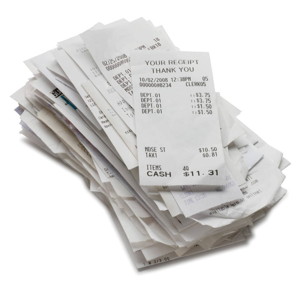 pile of receipt, white paper receipts, printed purchase details, SD Desktop Wallpaper