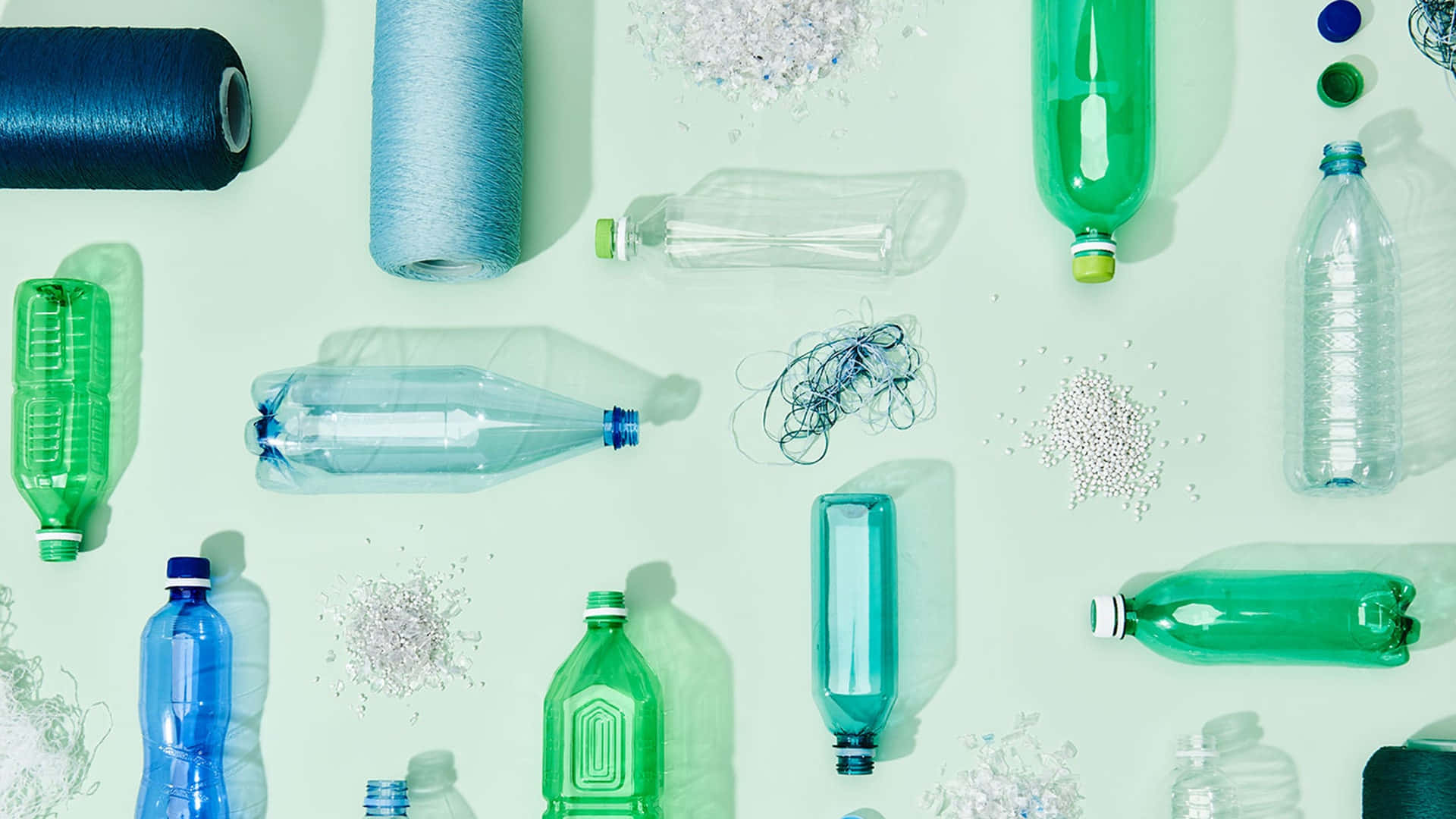 plastic bottles, threads, pellets, Full HD Desktop Wallpaper