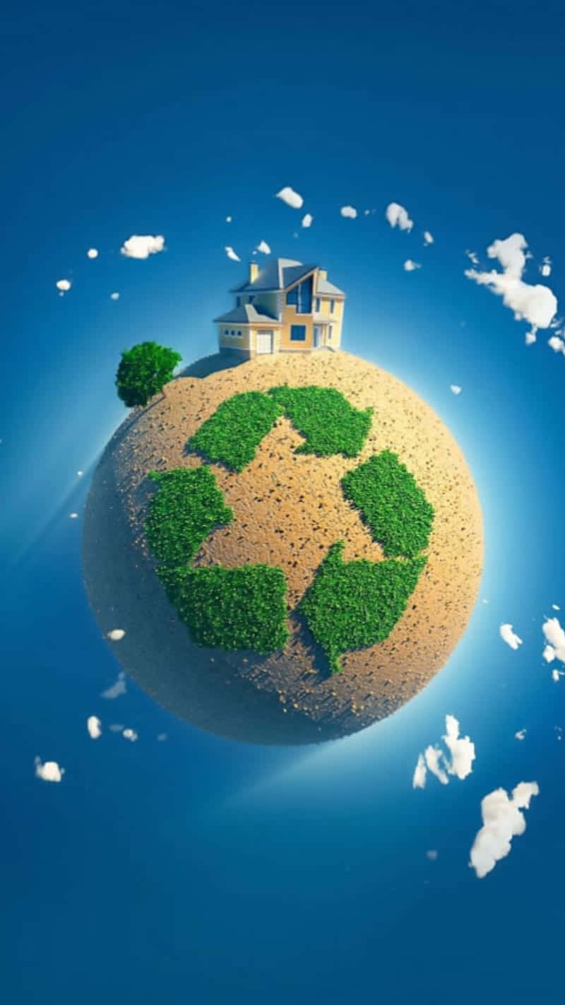 recycling symbol, globe, green grass, HD Phone Wallpaper