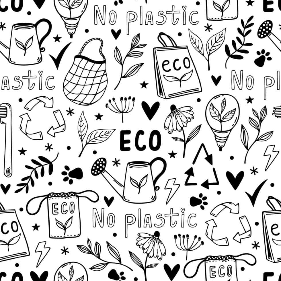 recycling arrows, reusable bags, leaf motifs, SD Desktop Wallpaper