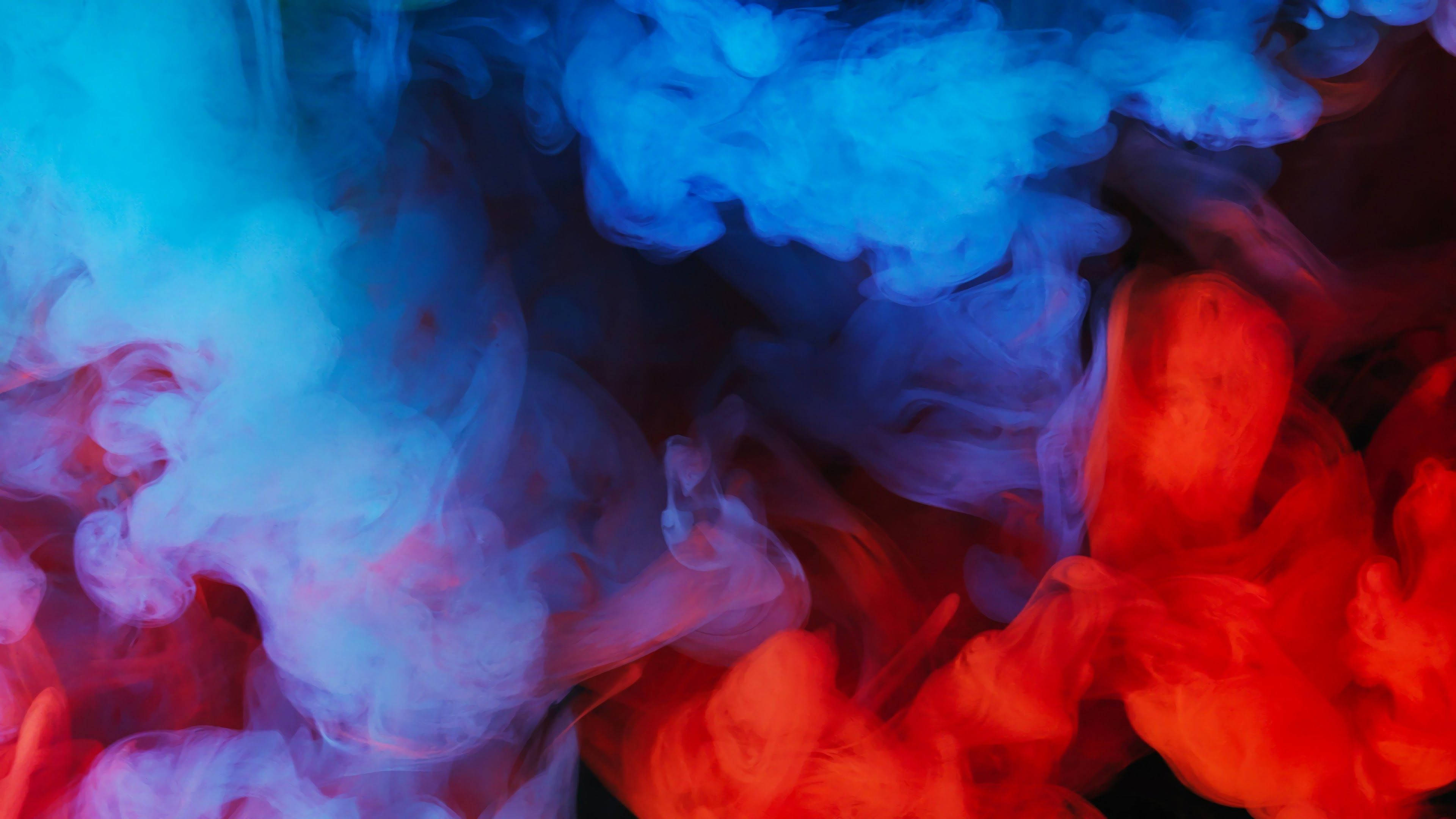 red, blue, ink swirls, 4K Desktop Wallpaper