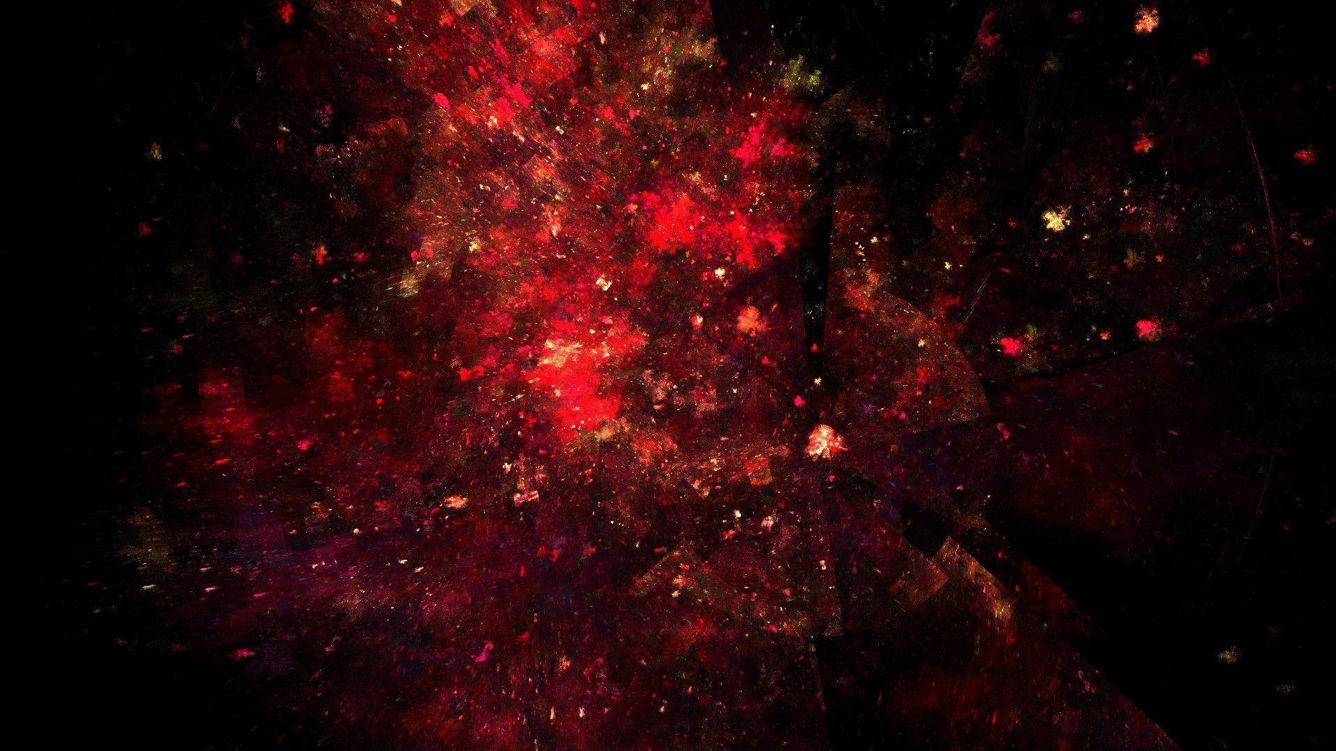 dark red, vibrant red, gold particles, Full HD Desktop Wallpaper