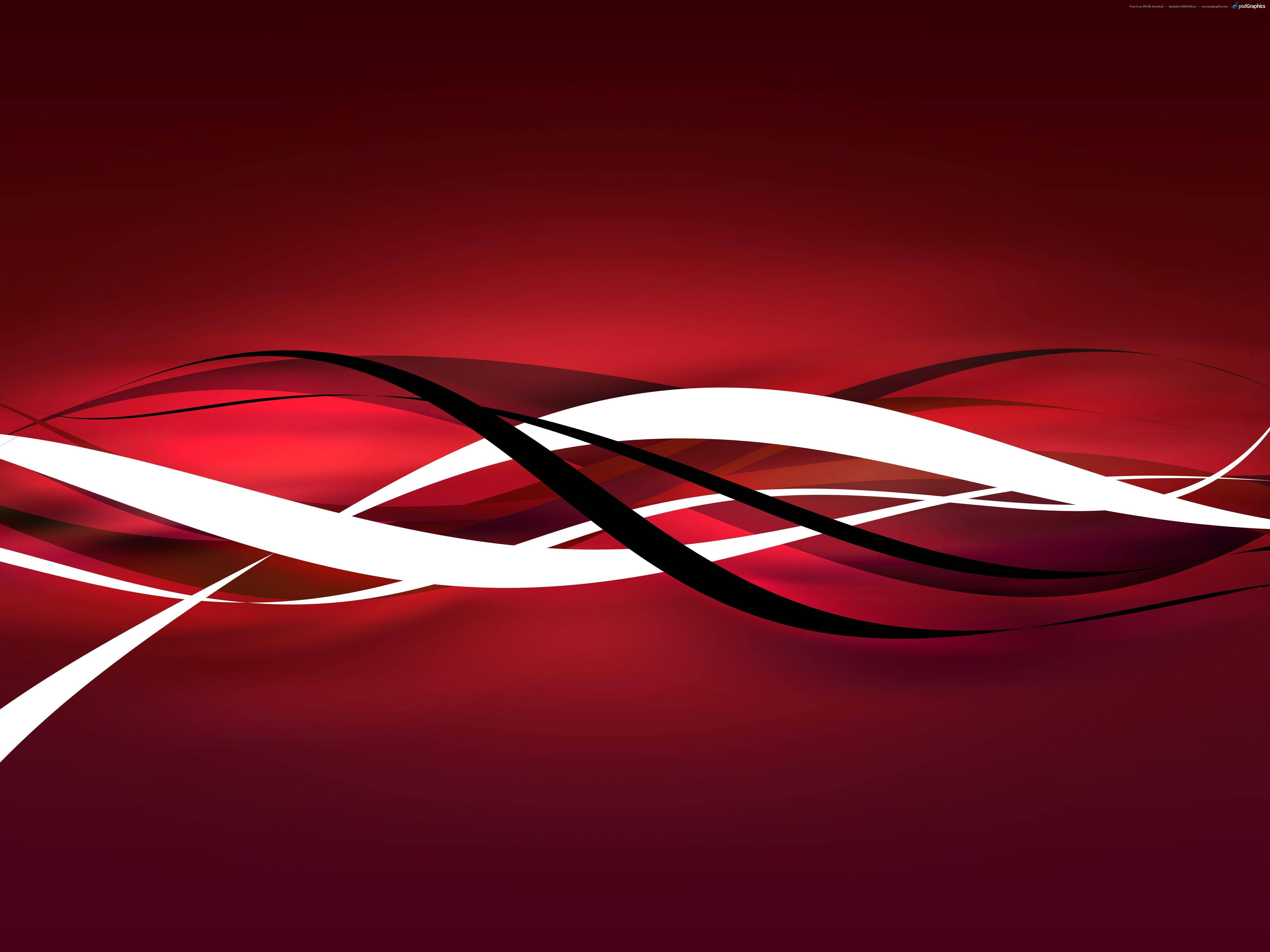 red abstract art, wave lines, white ribbon-like curves, 4K Desktop Wallpaper