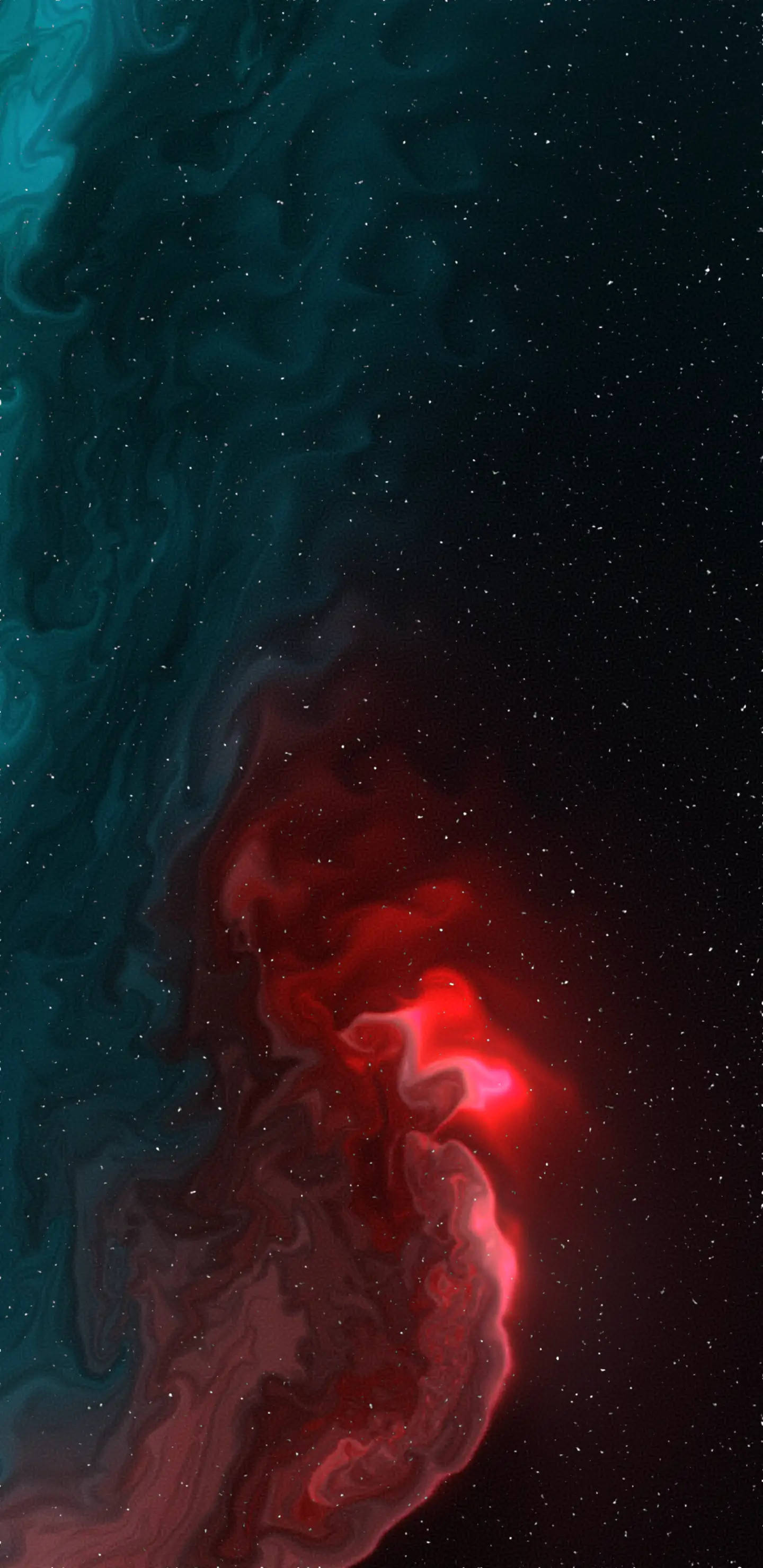 iPhone 11 Pro, Red Galaxy, teal, 2K Phone Wallpaper