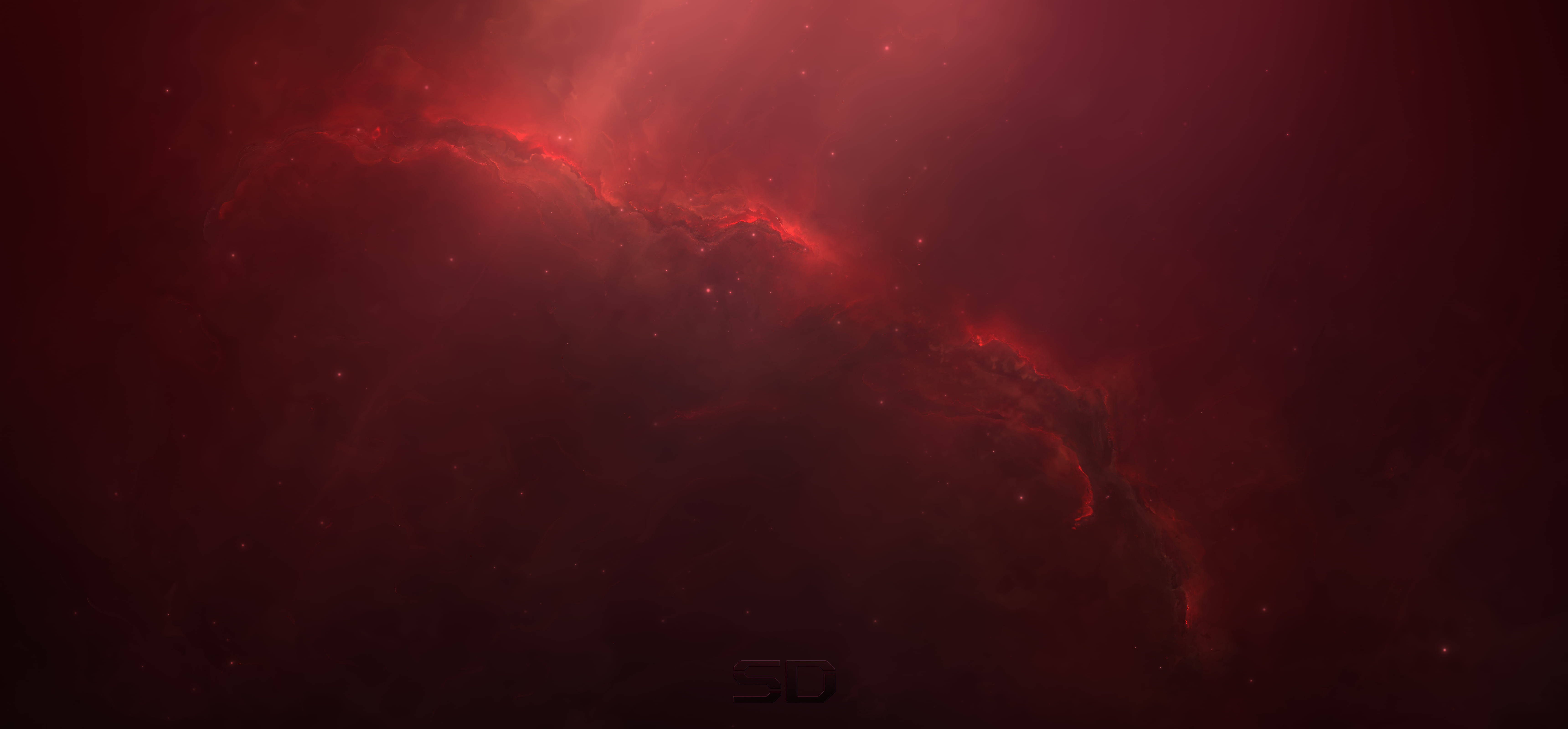 Space Red Abstract Art, cosmic nebula, deep red, 5K Desktop Wallpaper