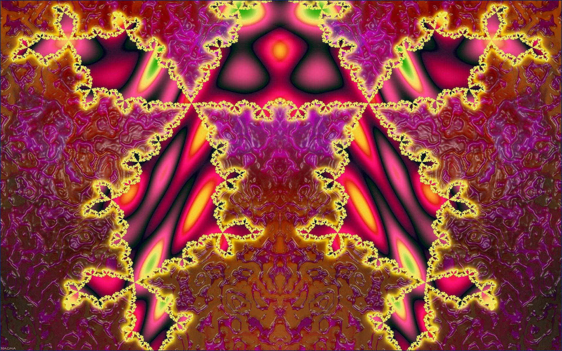 red illusion abstract art, fractal patterns, glowing center, Full HD Desktop Wallpaper