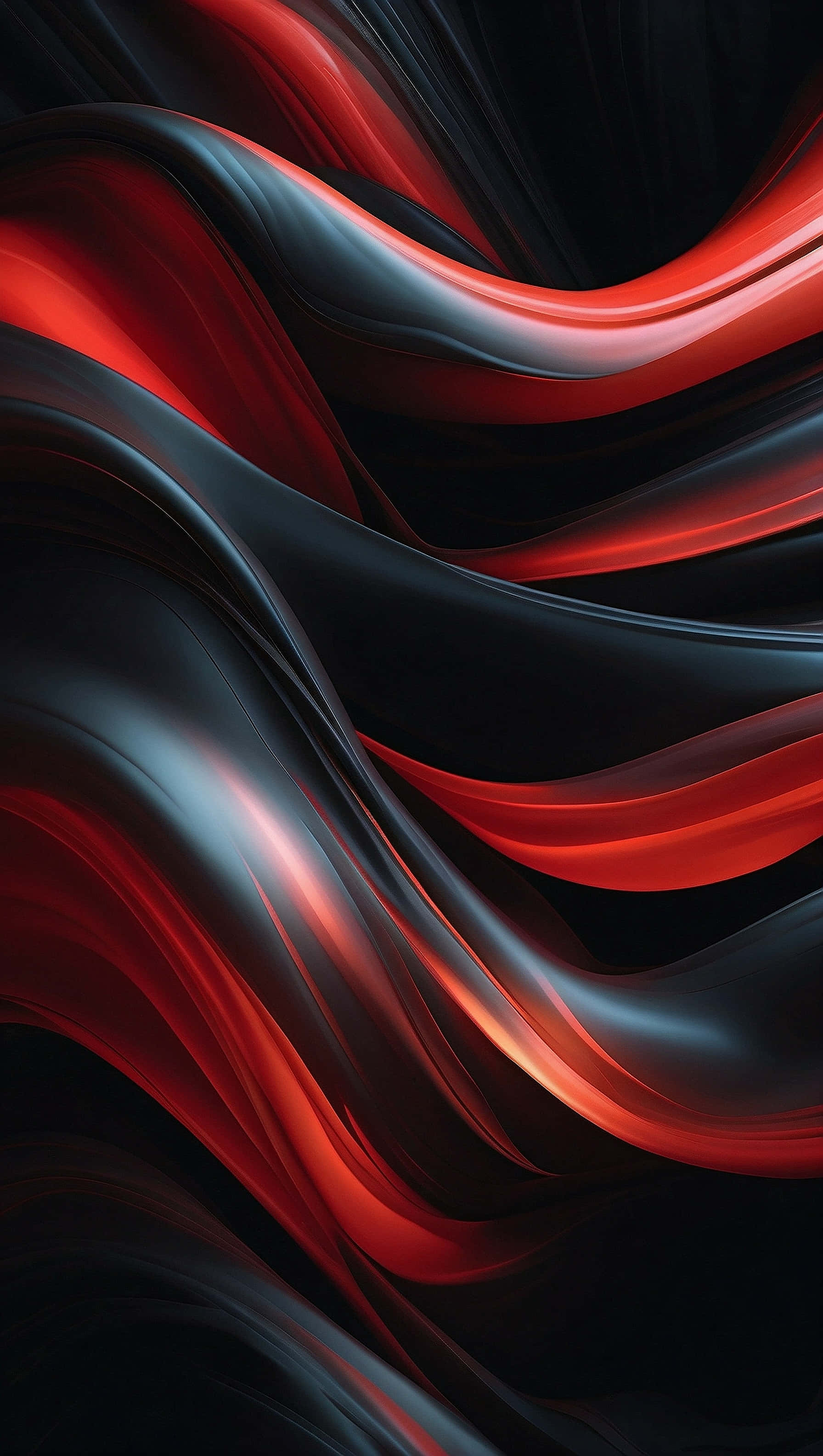 dark black and red curve wave, vibrant red, deep black, 2K Phone Wallpaper