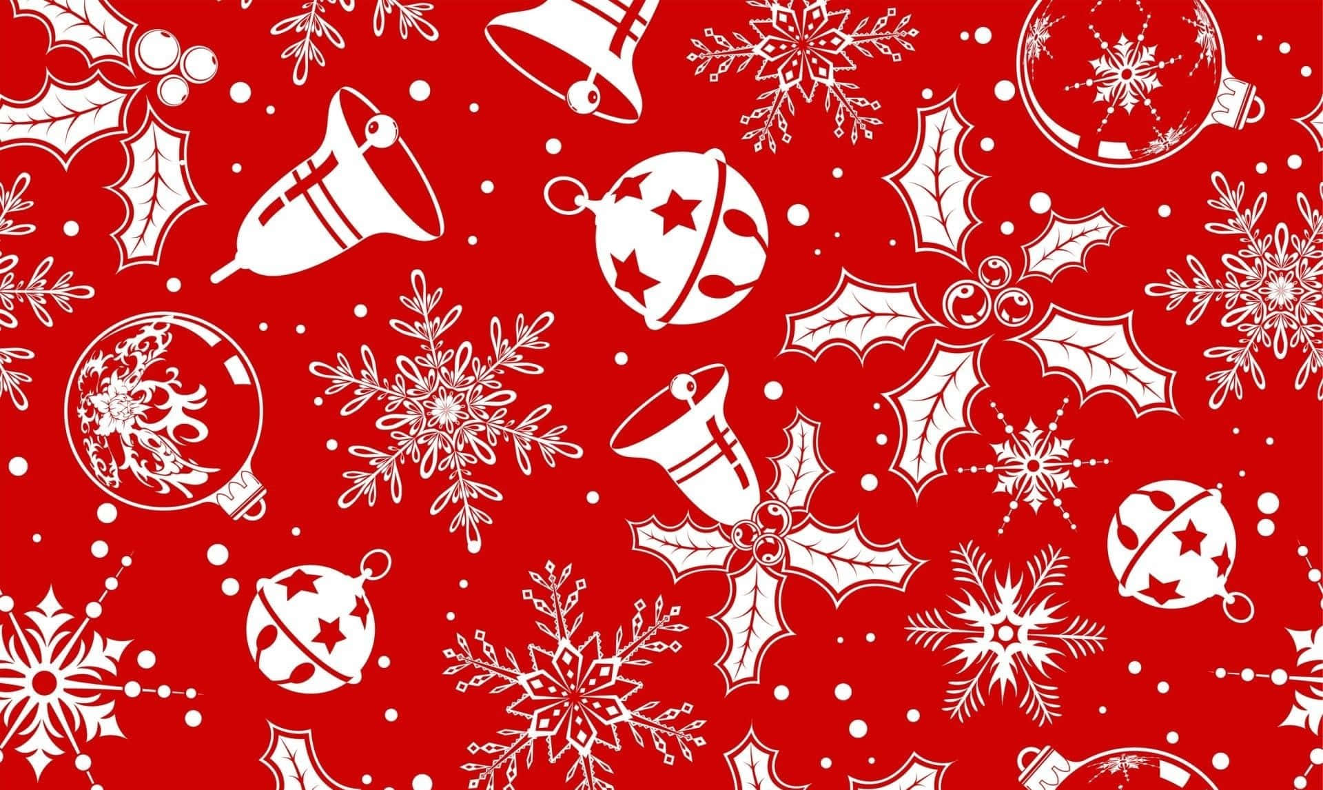 Red Aesthetic Christmas, vibrant red, white Christmas ornaments, Full HD Desktop Wallpaper