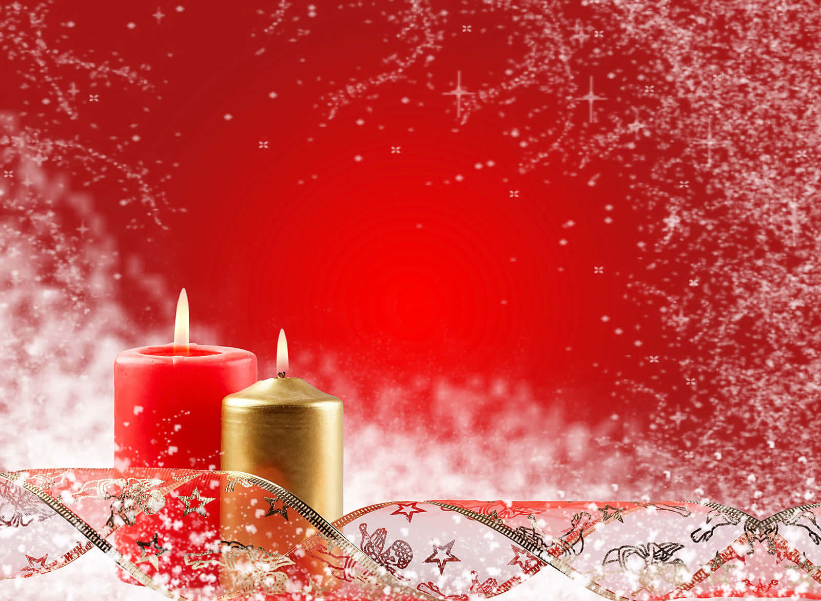 Red Aesthetic Christmas, candles, red backdrop, HD Desktop Wallpaper