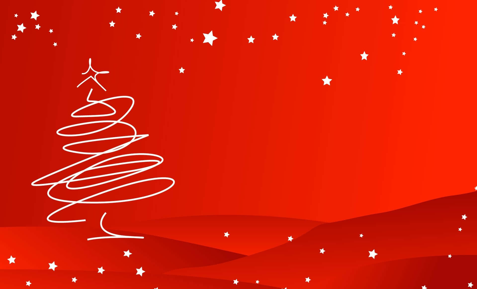 Red Aesthetic Christmas, white line Christmas tree, stars, HD Desktop Wallpaper