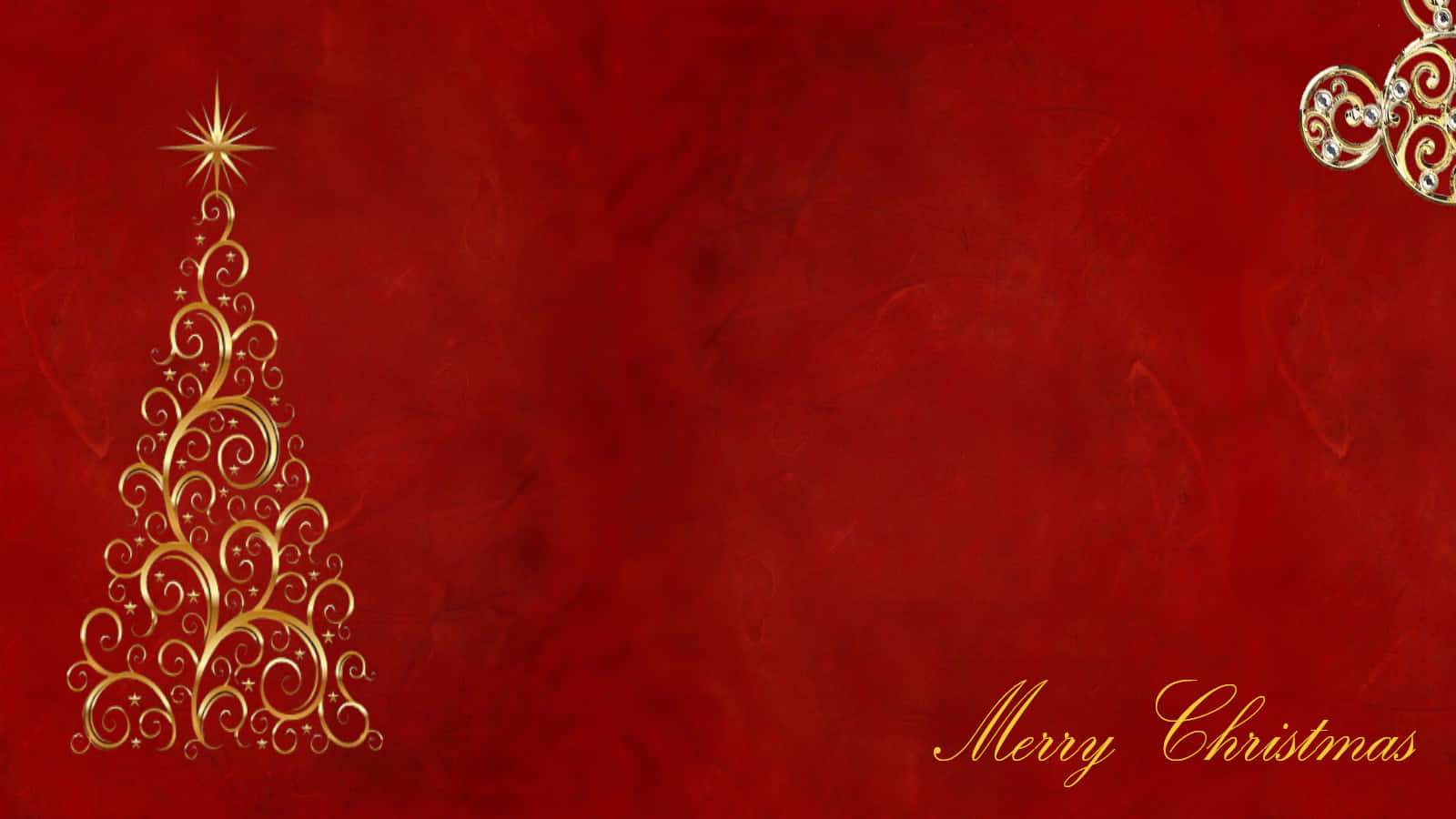 Red Aesthetic Christmas, golden ornate Christmas tree, star topper, HD Desktop Wallpaper