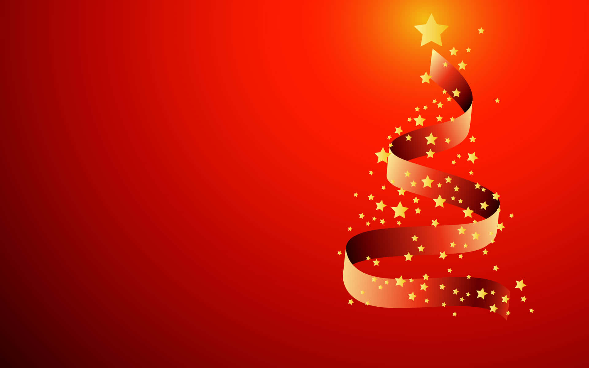 Red Aesthetic Christmas, golden ribbon, stars, Full HD Desktop Wallpaper