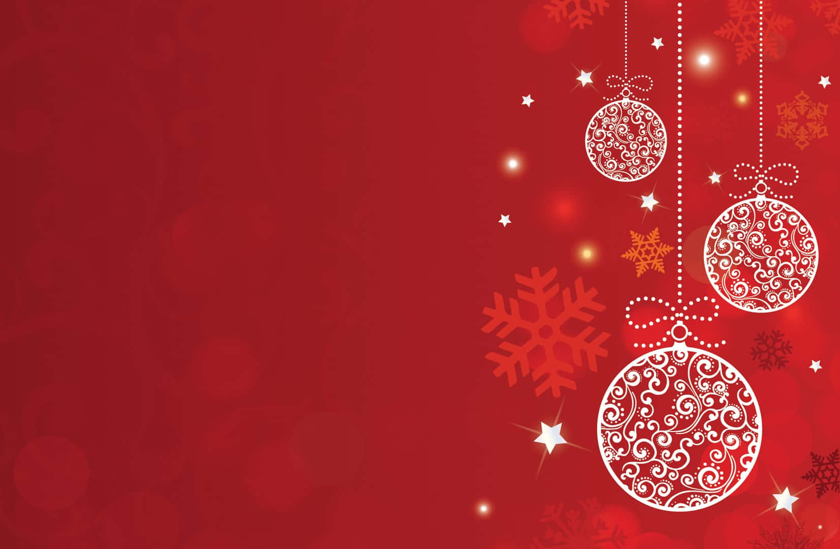 red aesthetic christmas, white Christmas ornaments, snowflakes, HD Desktop Wallpaper