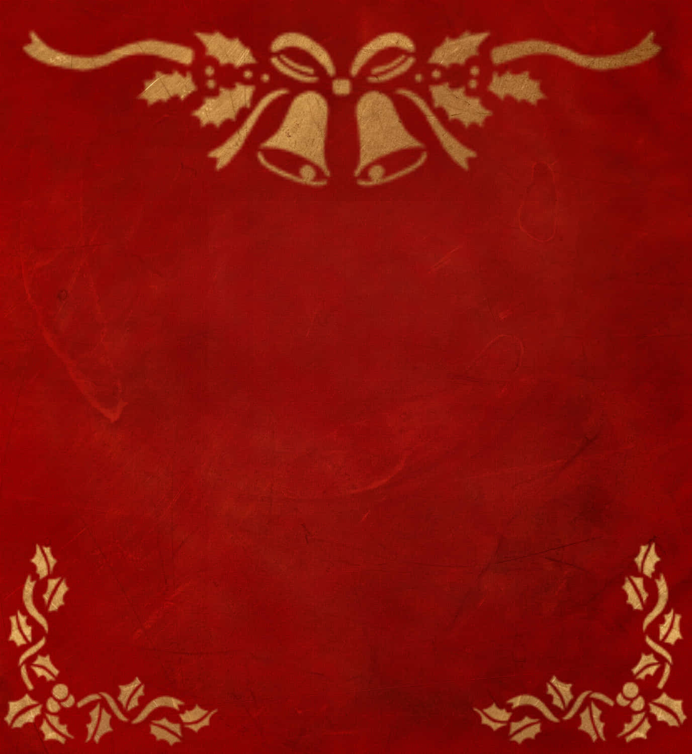 Red Aesthetic Christmas, rich red, gold holly bells, HD Phone Wallpaper