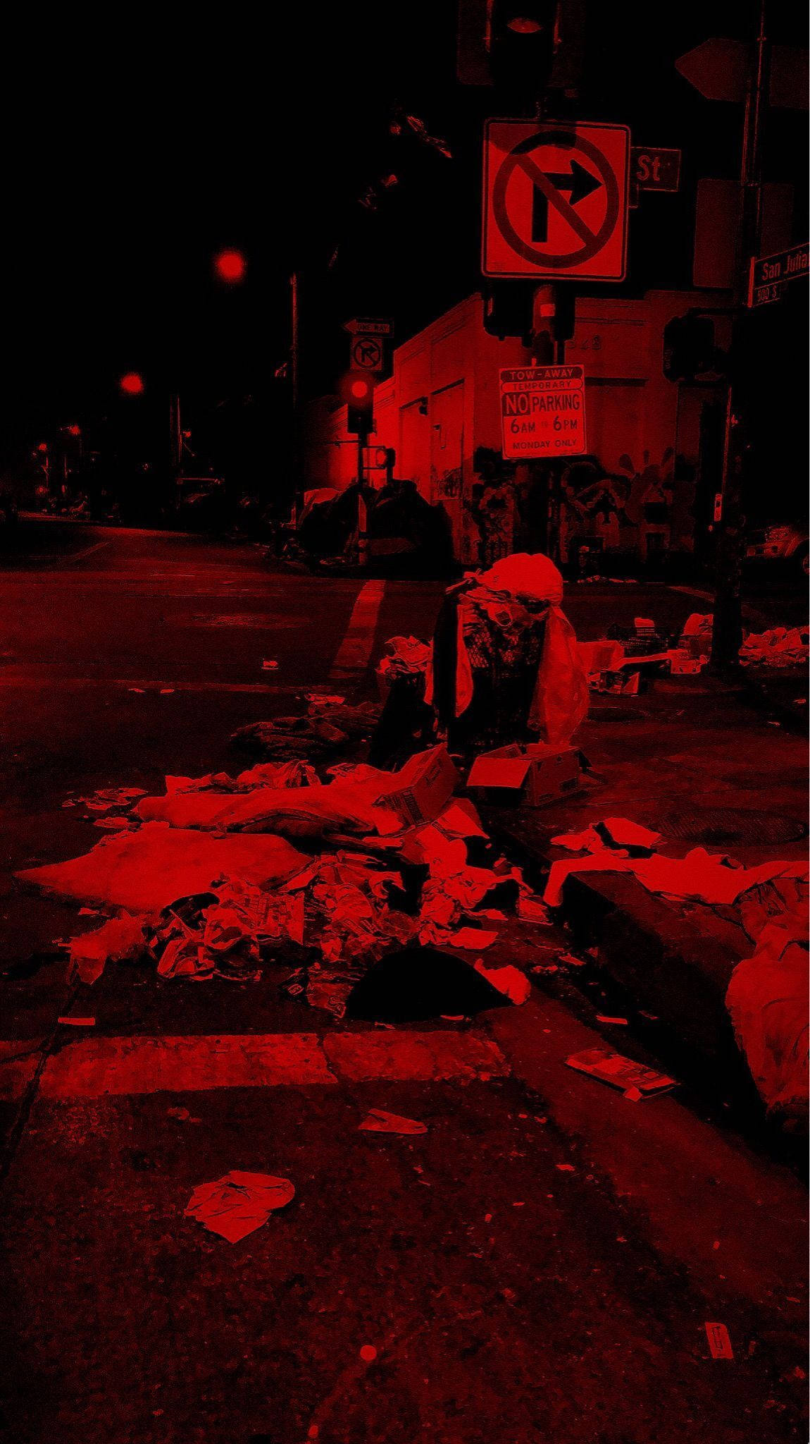 Rubbish Corner Street, red light, urban street, Full HD Phone Wallpaper