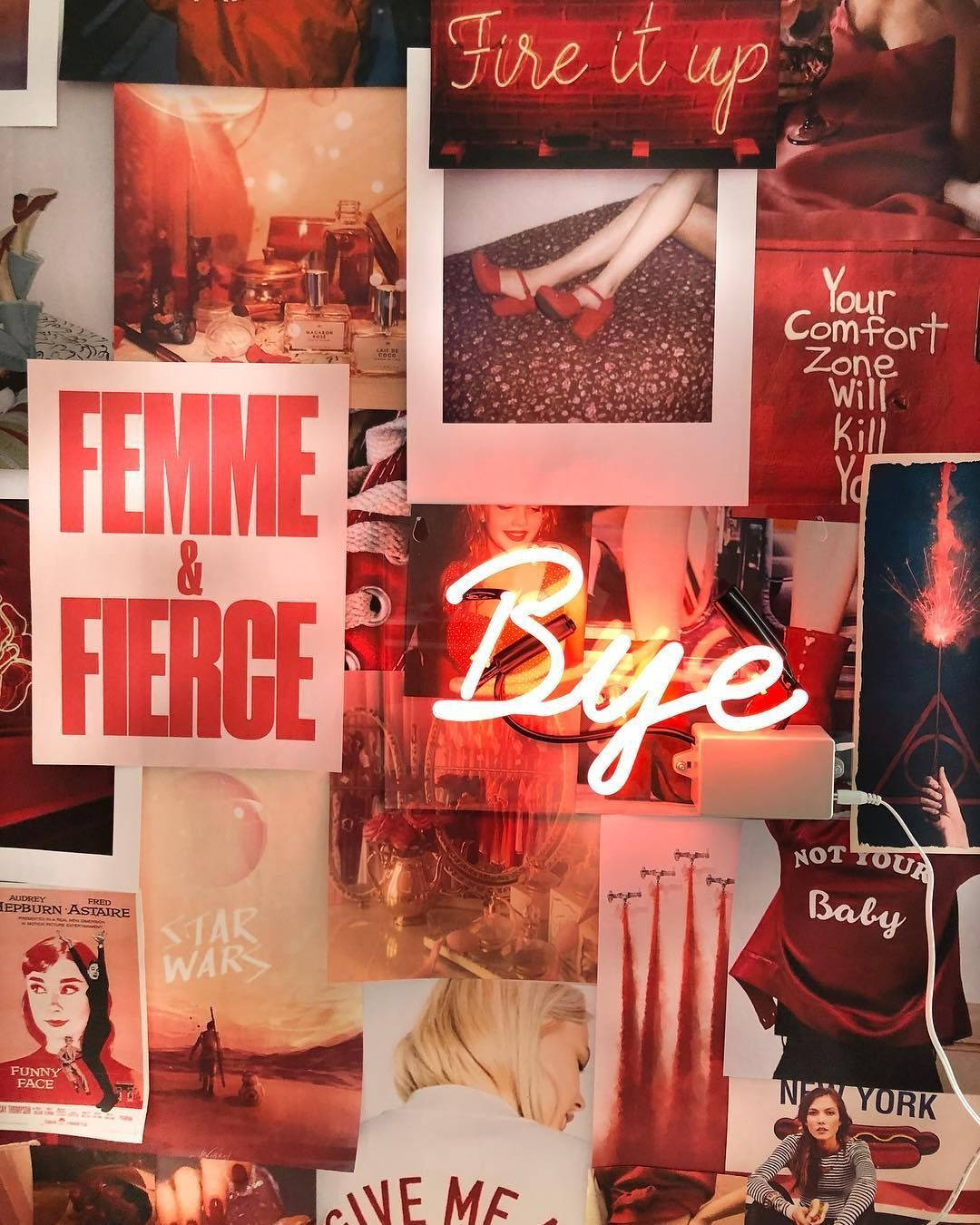 Femme And Fierce Red Aesthetic iPhone, vibrant red-toned, neon signs, HD Phone Wallpaper