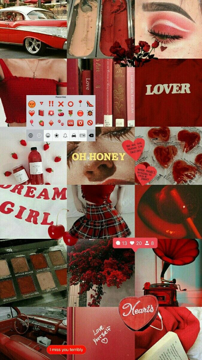 Vintage Dream Lover Collage, red aesthetic, vintage cars, SD Phone Wallpaper