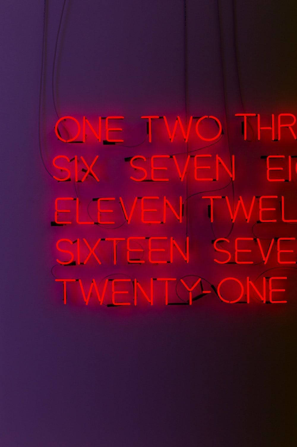 neon numbers, counting from one to twenty-one, deep purple wall, HD Phone Wallpaper