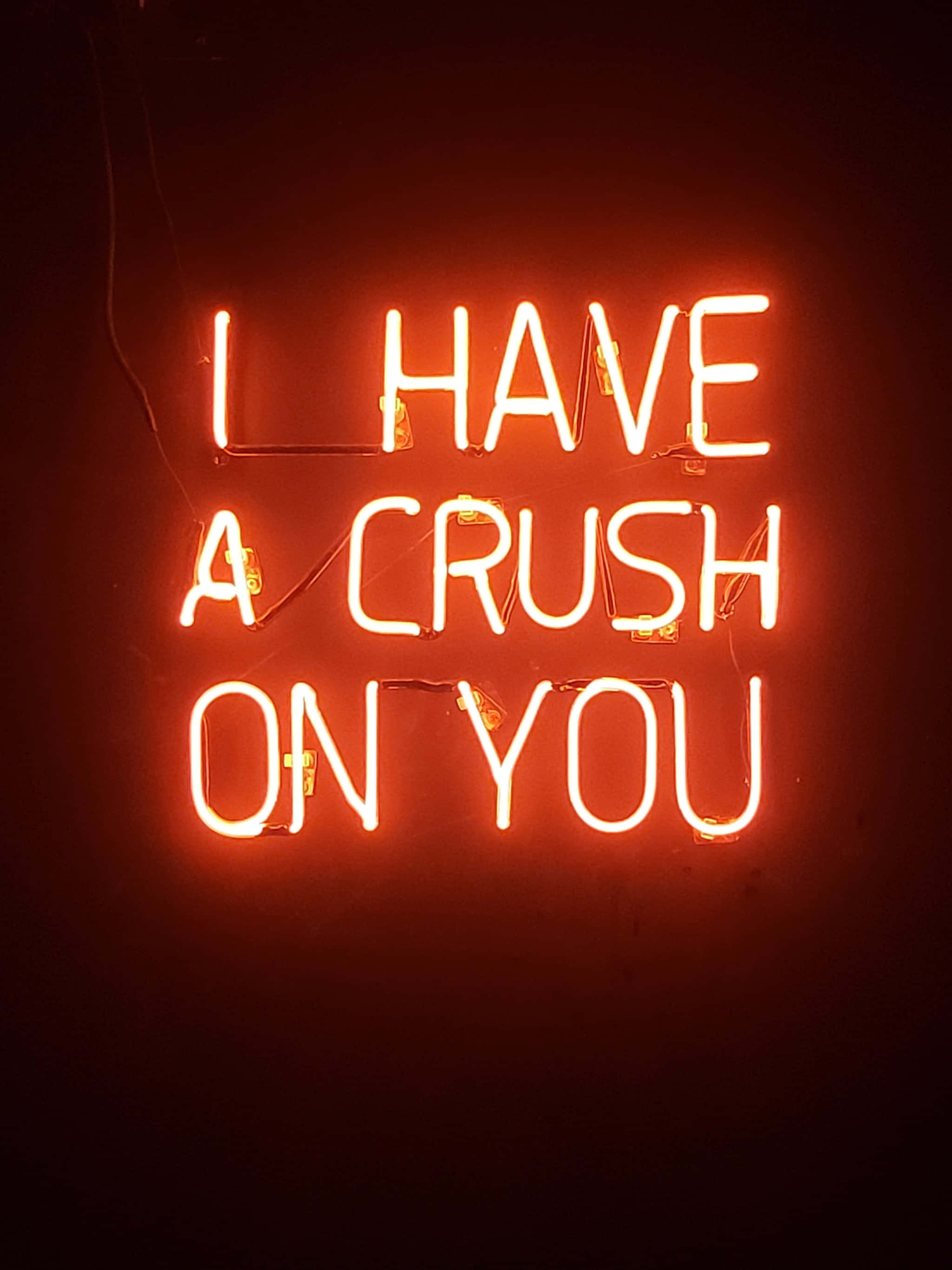 neon red aesthetic, glowing orange neon sign, I HAVE A CRUSH ON YOU, 2K Phone Wallpaper