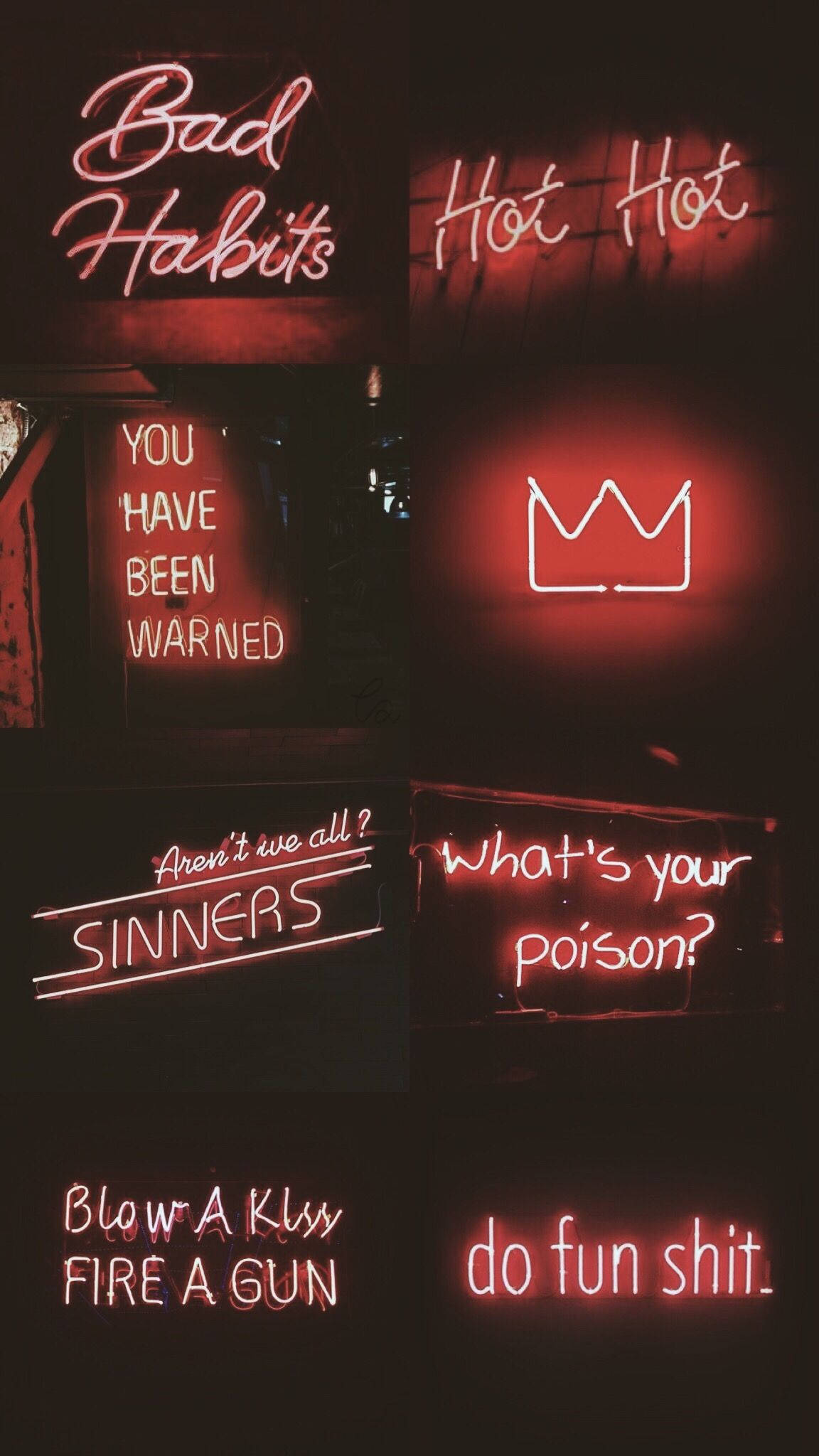 neon signs, edgy phrases, dark urban wall, Full HD Phone Wallpaper