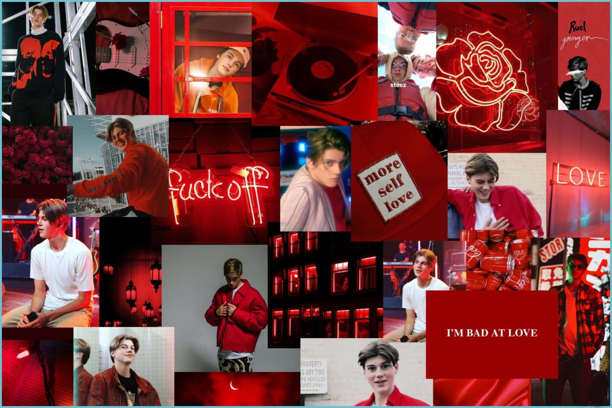 Red Aesthetic Laptop, rose lanterns, vibrant red-toned, Full HD Desktop Wallpaper