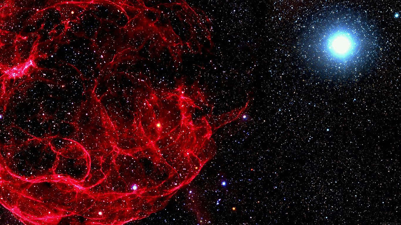 Red Aesthetic Laptop, spaghetti nebula, vibrant red cosmic nebula, HD Desktop Wallpaper